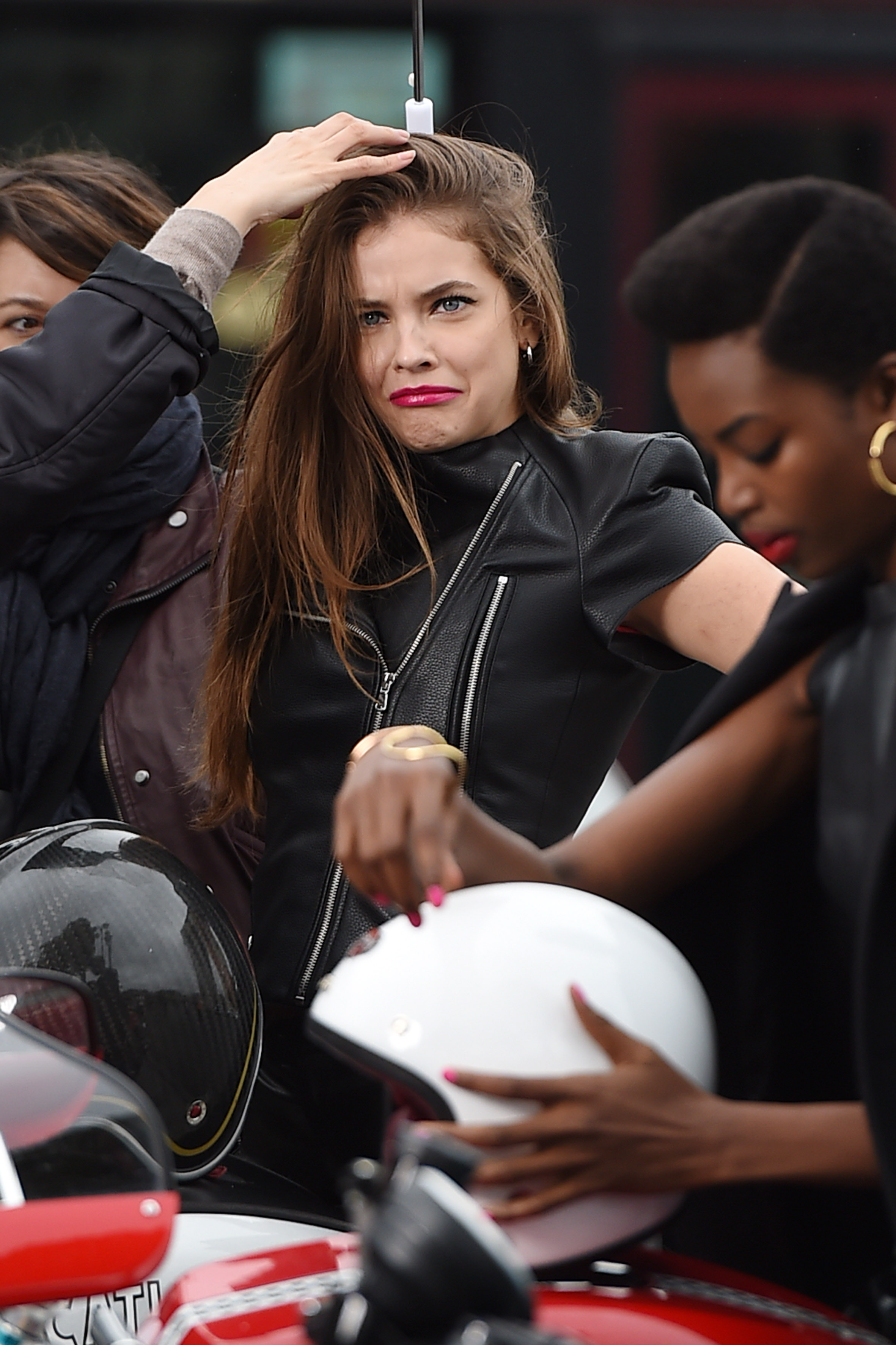 Barbara Palvin at the Arc De Triomphe on a photoshoot for L’Oreal