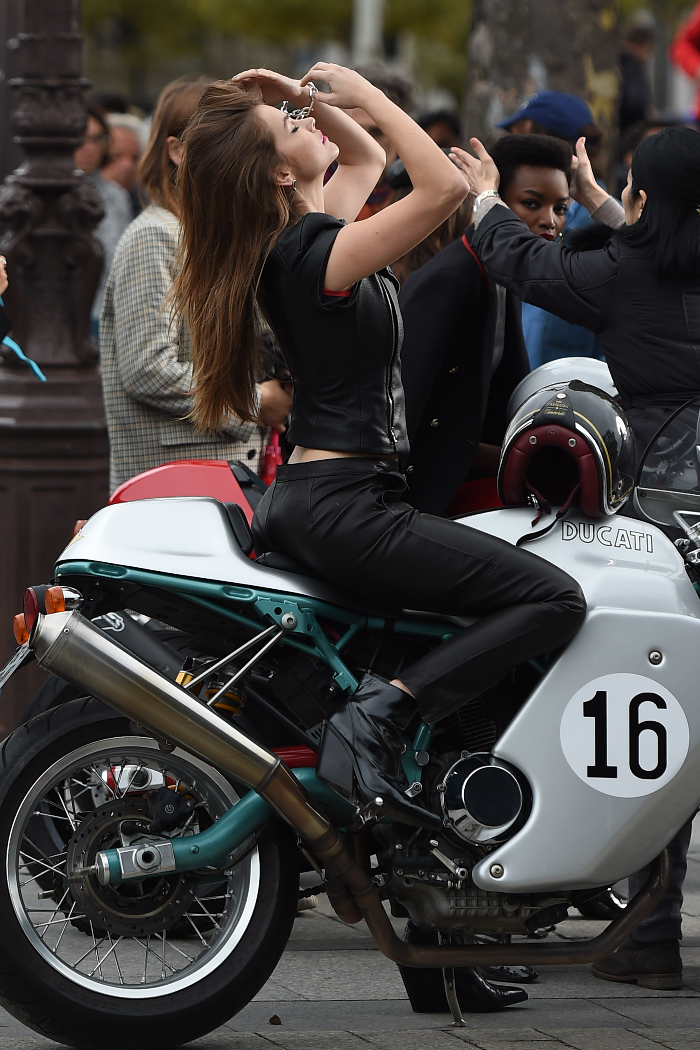 Barbara Palvin at the Arc De Triomphe on a photoshoot for L’Oreal