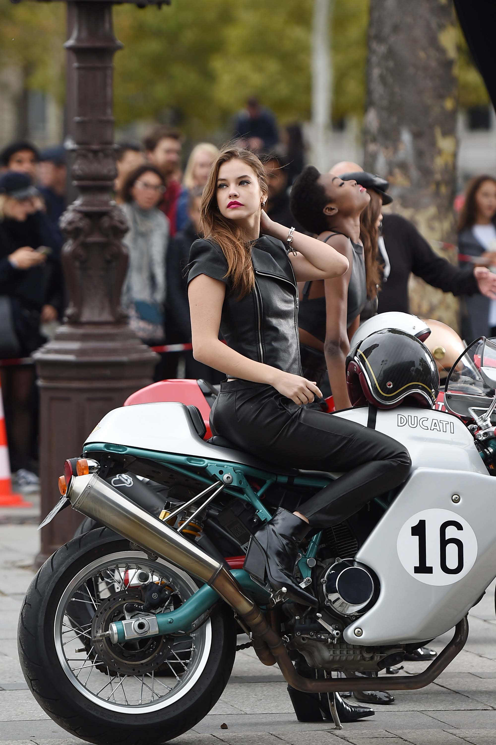 Barbara Palvin at the Arc De Triomphe on a photoshoot for L’Oreal