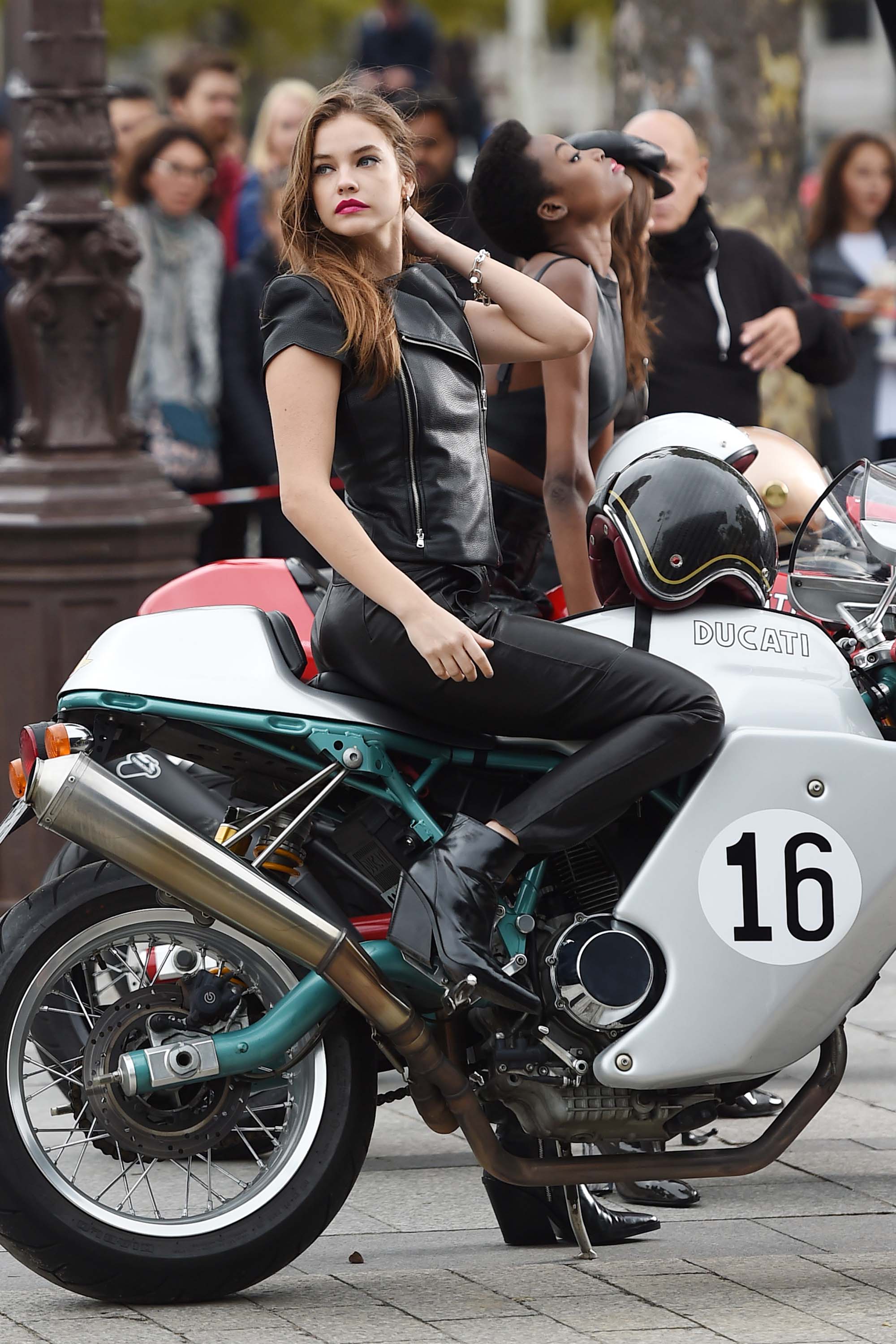 Barbara Palvin at the Arc De Triomphe on a photoshoot for L’Oreal