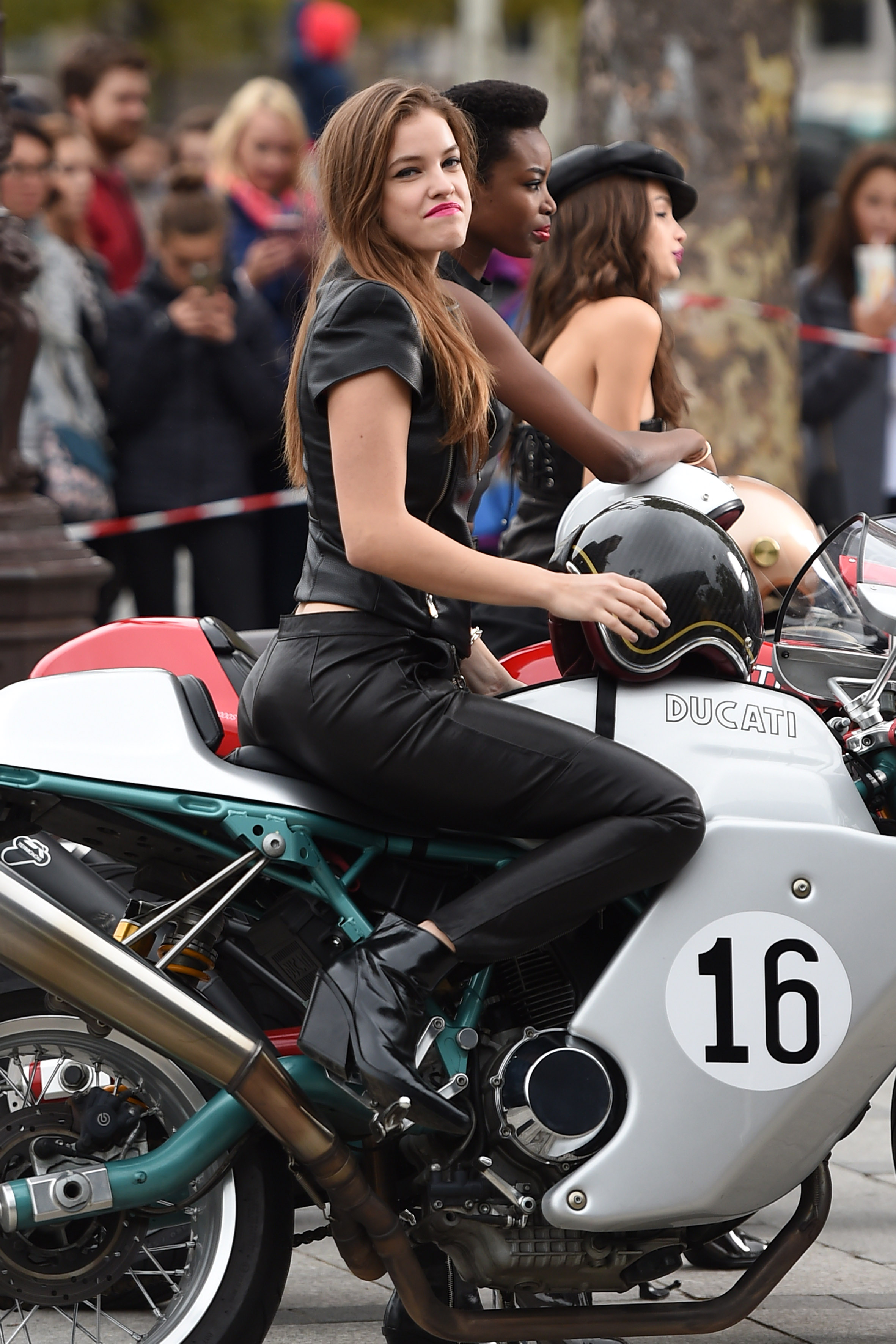 Barbara Palvin at the Arc De Triomphe on a photoshoot for L’Oreal