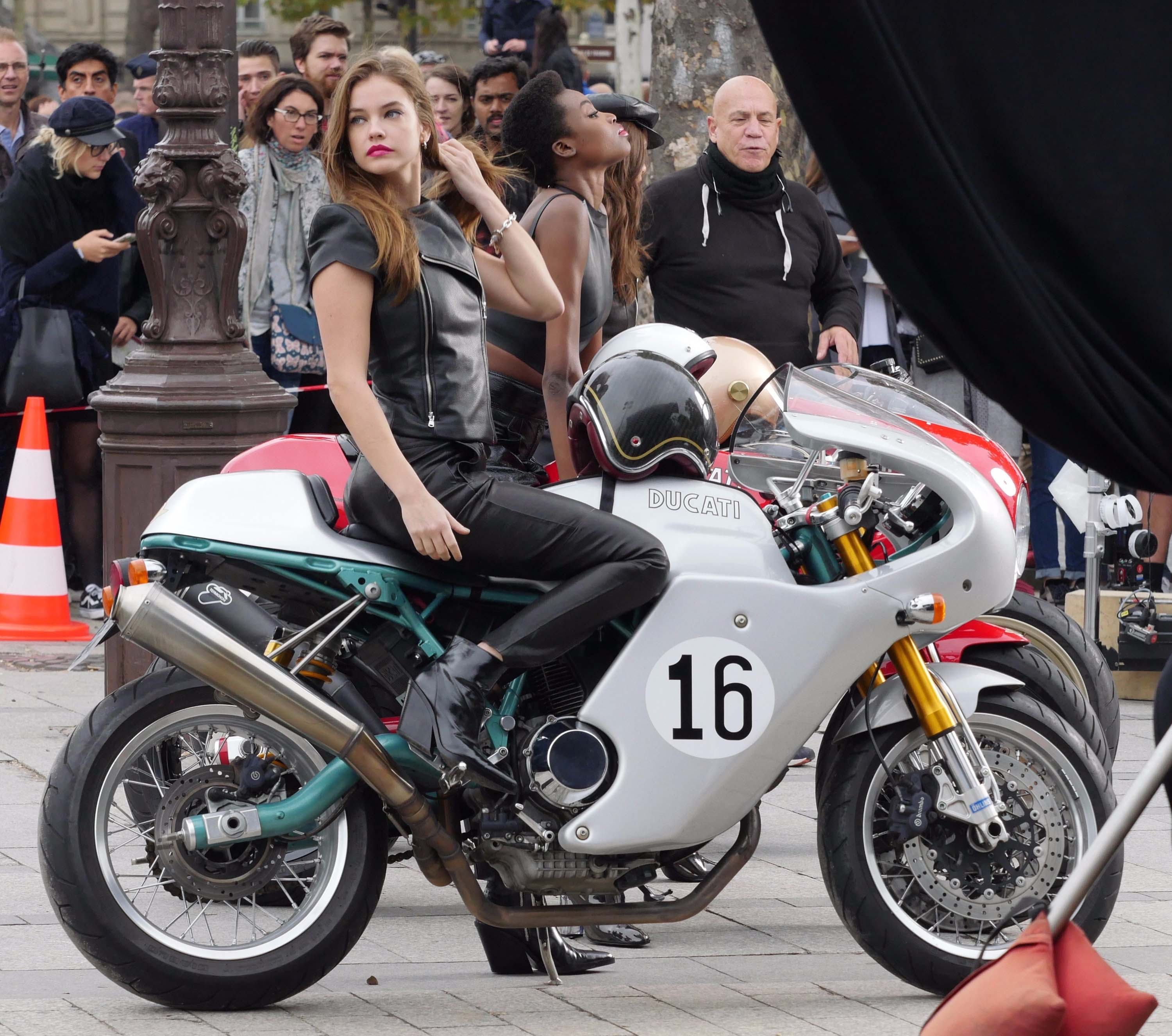 Barbara Palvin at the Arc De Triomphe on a photoshoot for L’Oreal