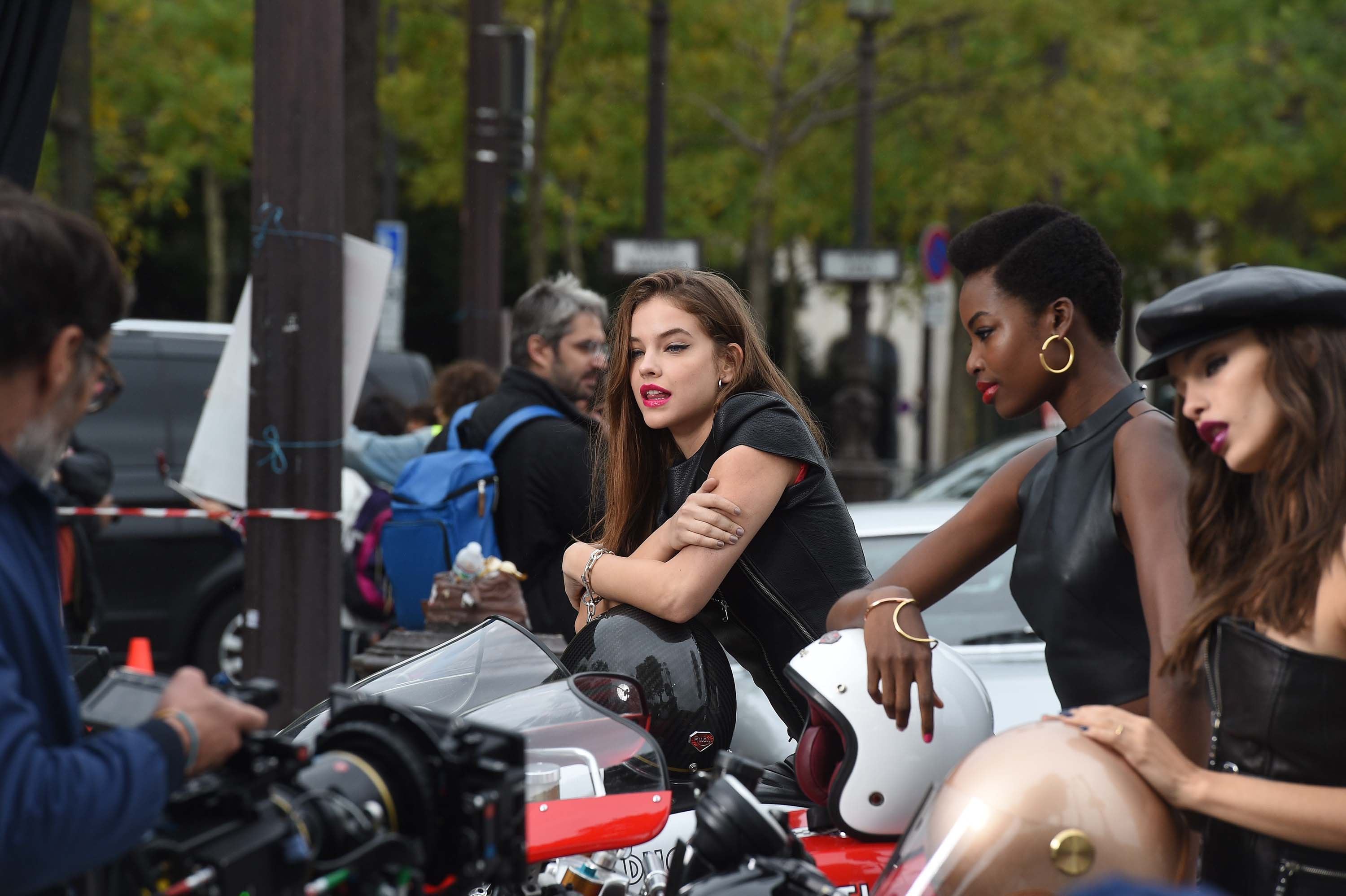 Barbara Palvin at the Arc De Triomphe on a photoshoot for L’Oreal