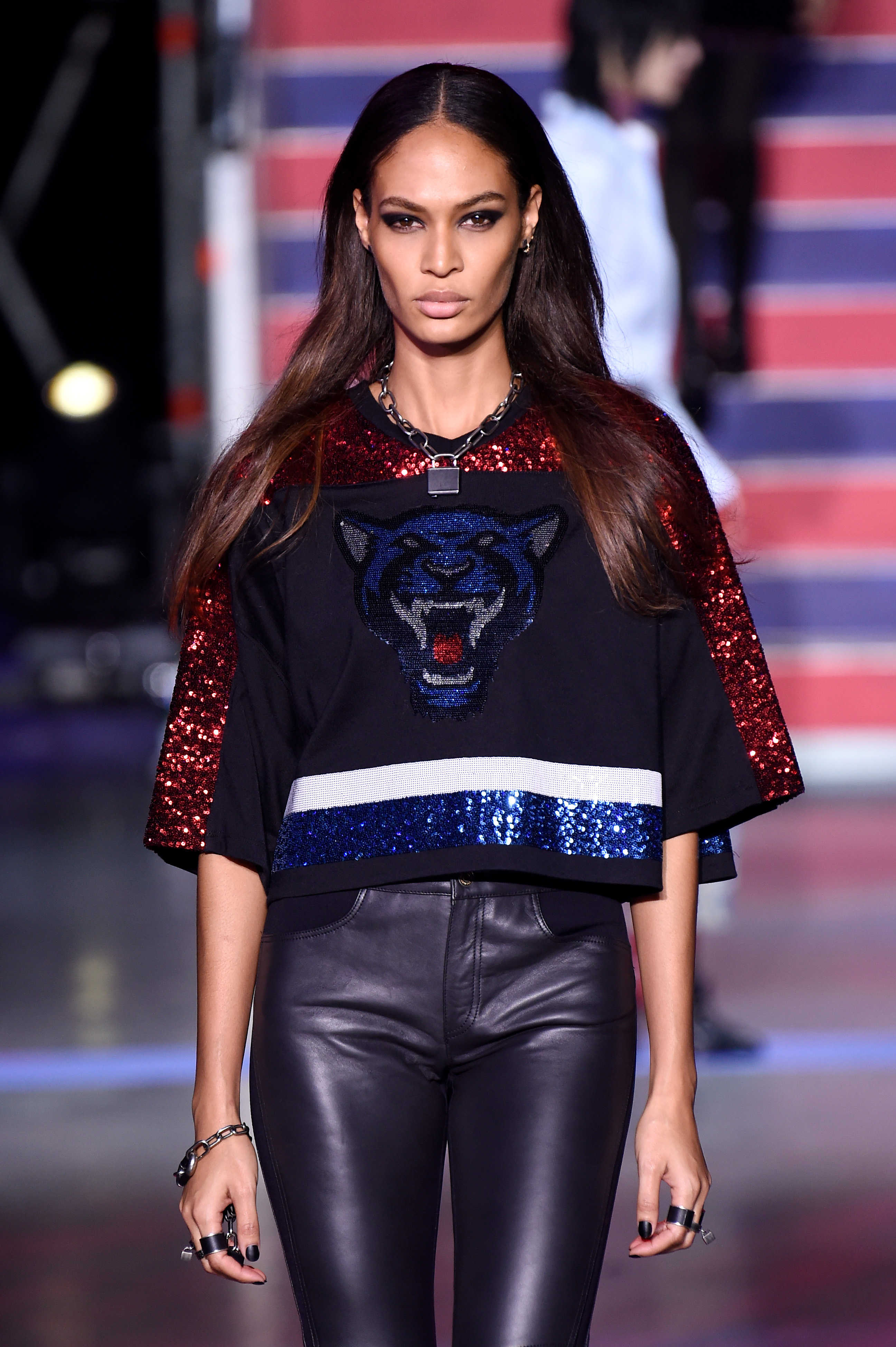 Joan Smalls attends the Tommy Hilfiger show