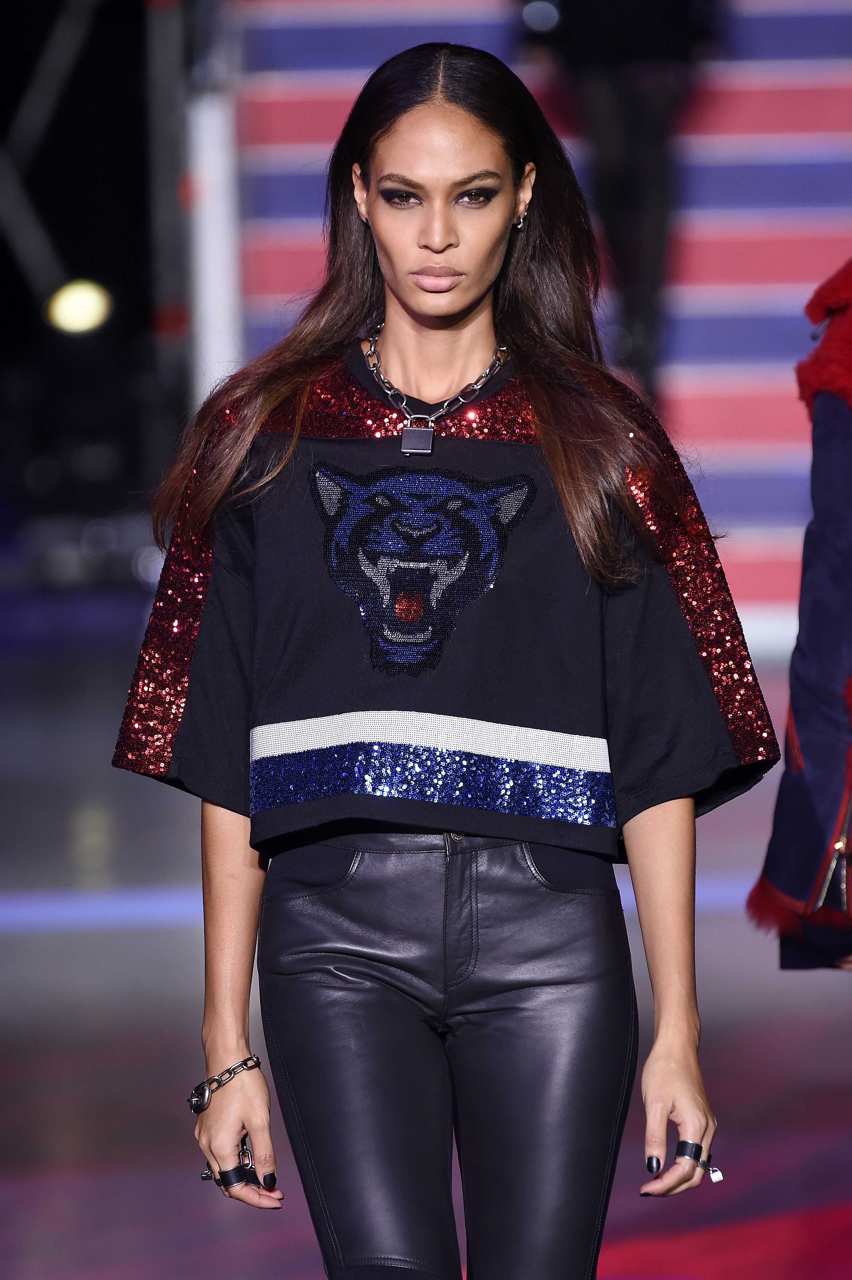 Joan Smalls attends the Tommy Hilfiger show