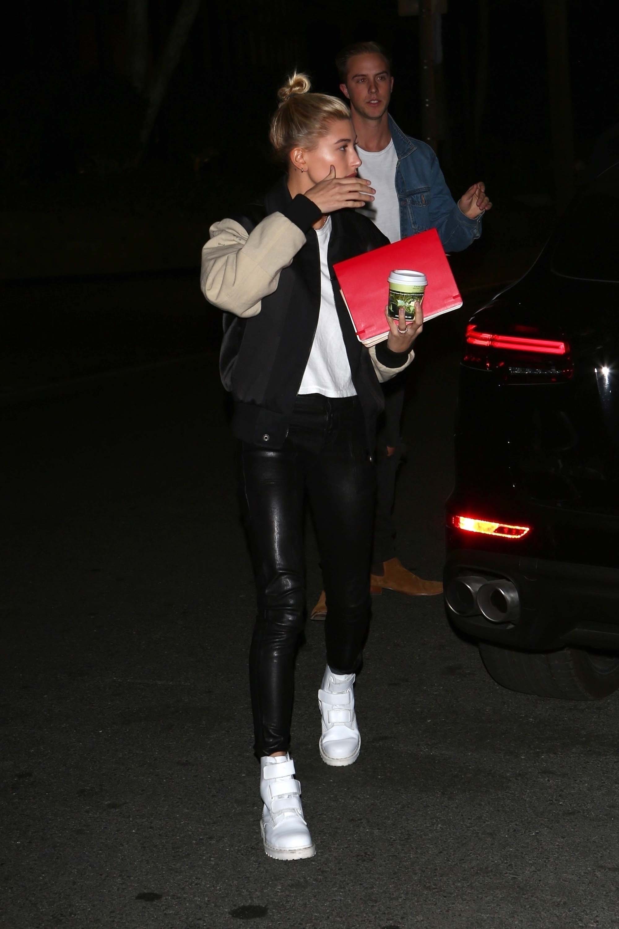 Hailey Baldwin outside Hillsong Church