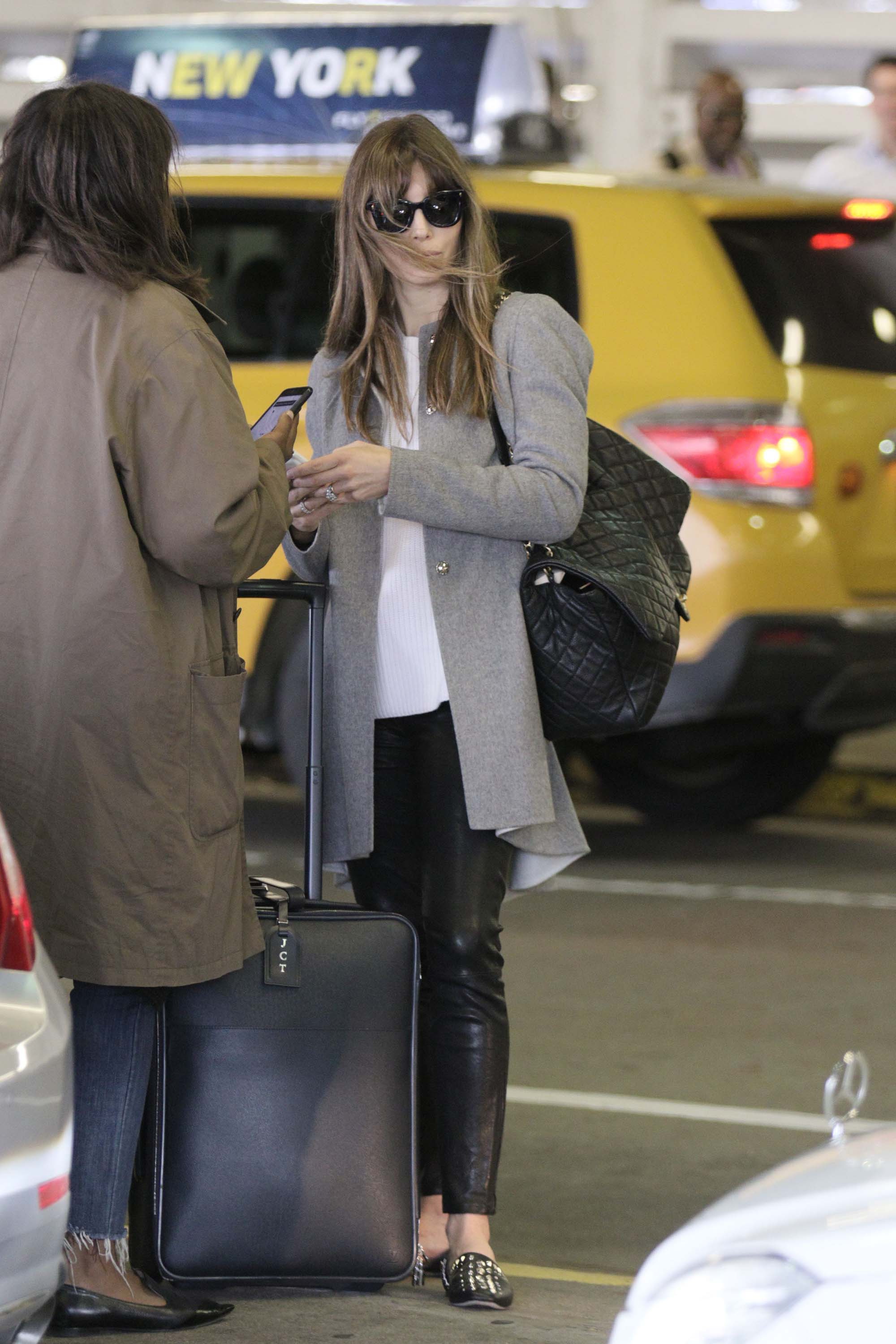 Jessica Biel arrives at JFK airport