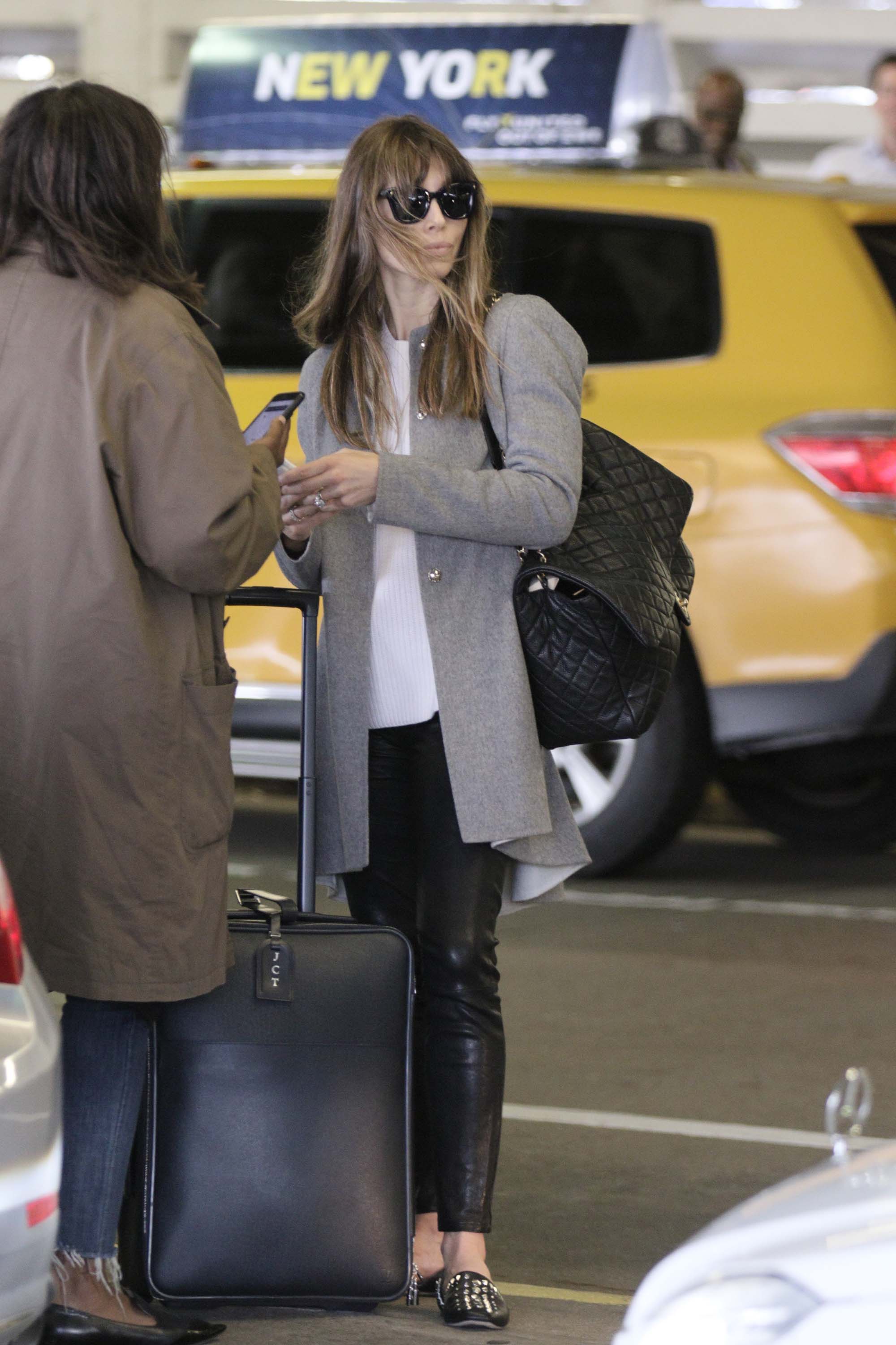 Jessica Biel arrives at JFK airport