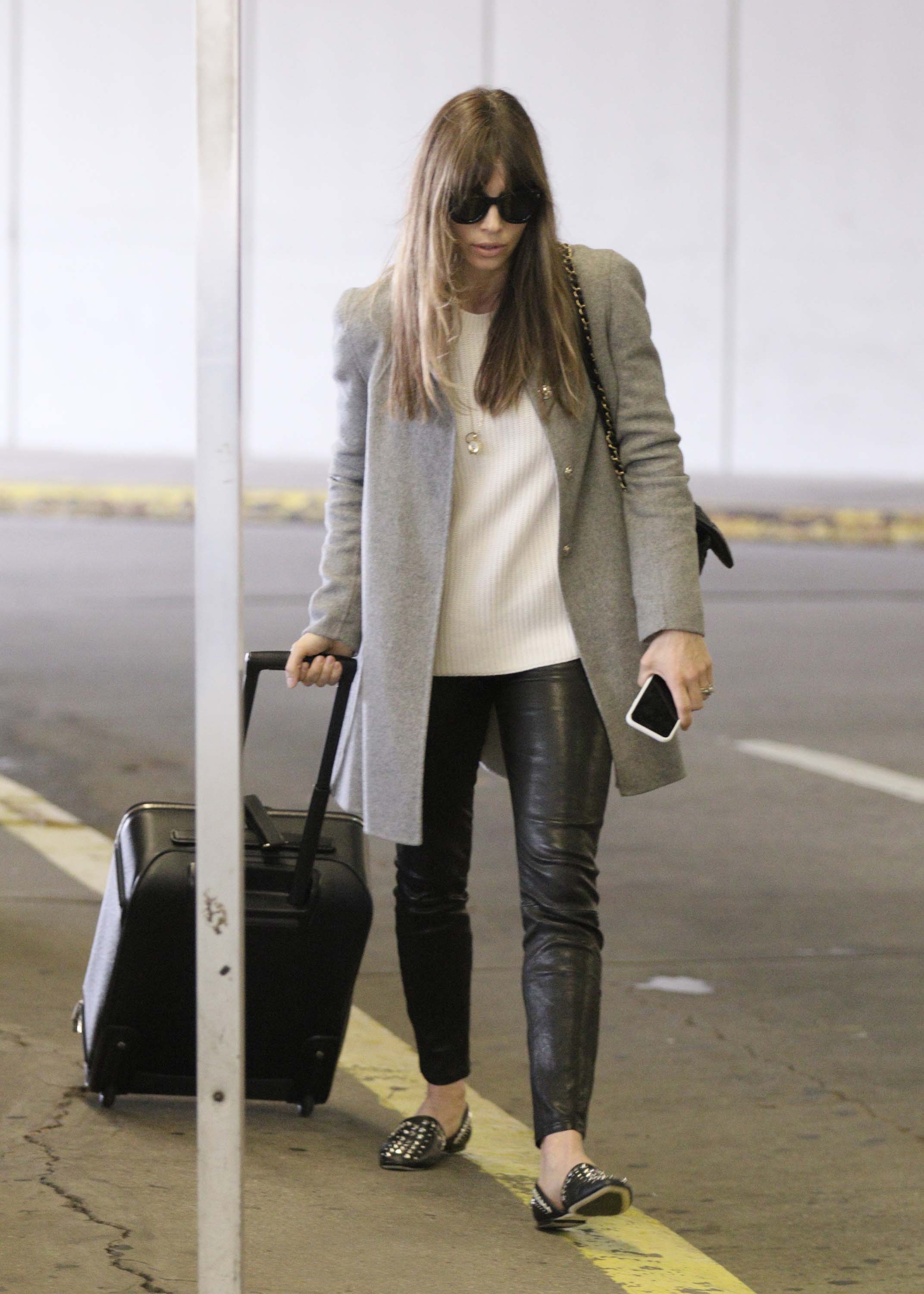 Jessica Biel arrives at JFK airport