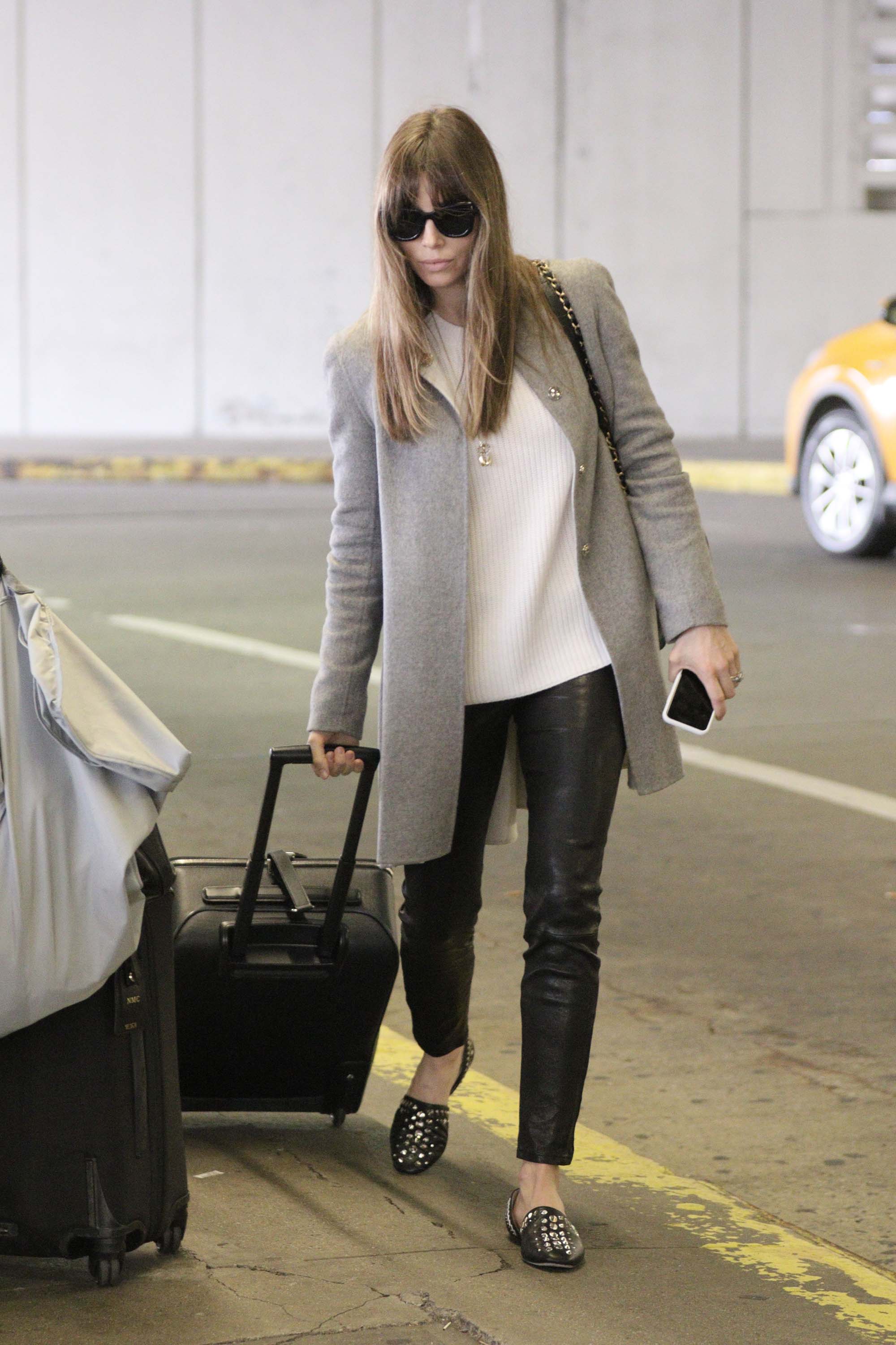 Jessica Biel arrives at JFK airport