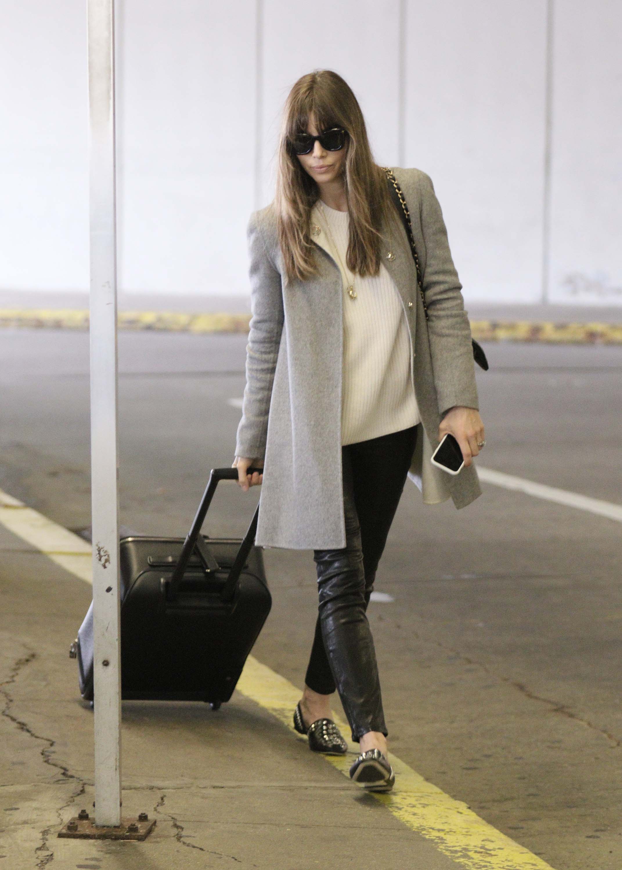 Jessica Biel arrives at JFK airport