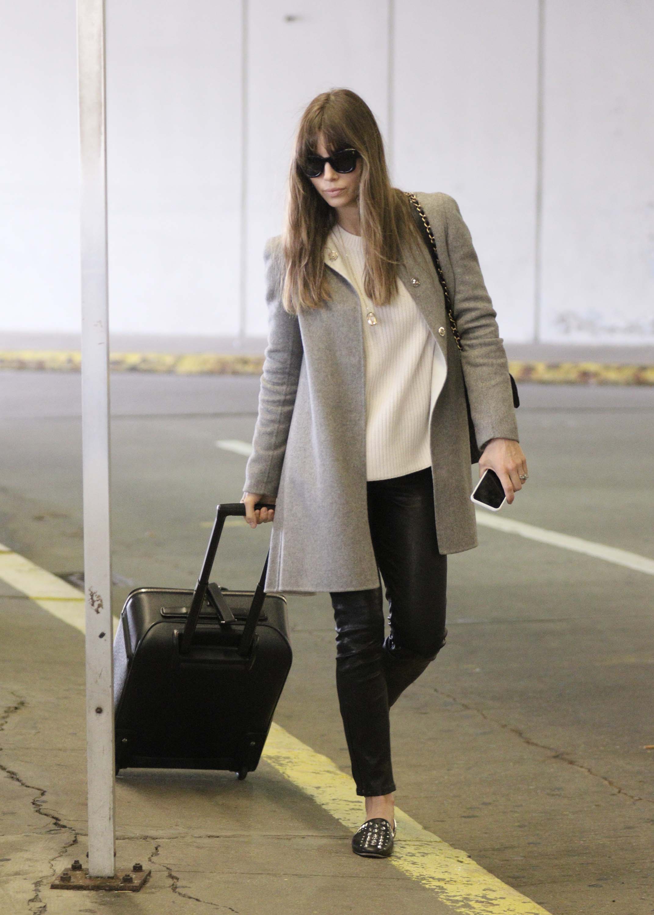 Jessica Biel arrives at JFK airport