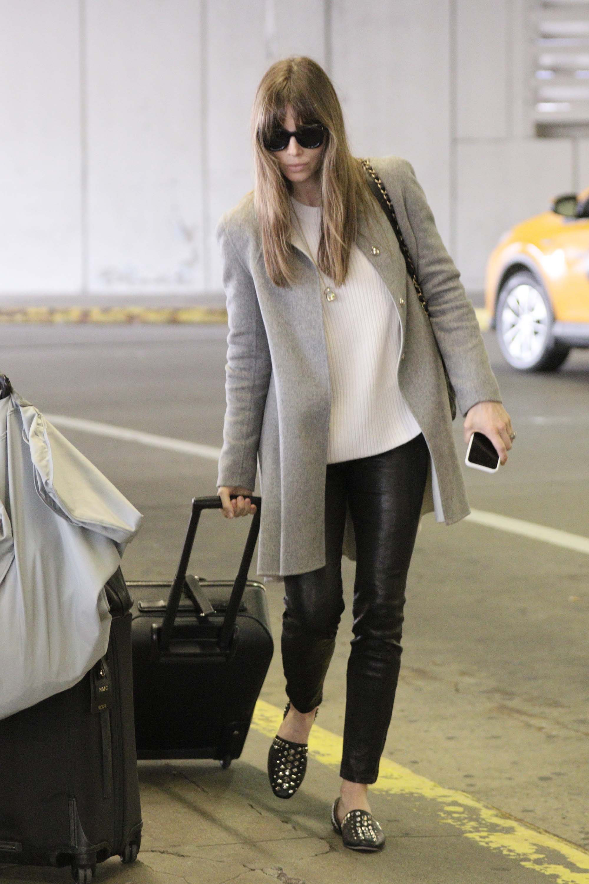 Jessica Biel arrives at JFK airport