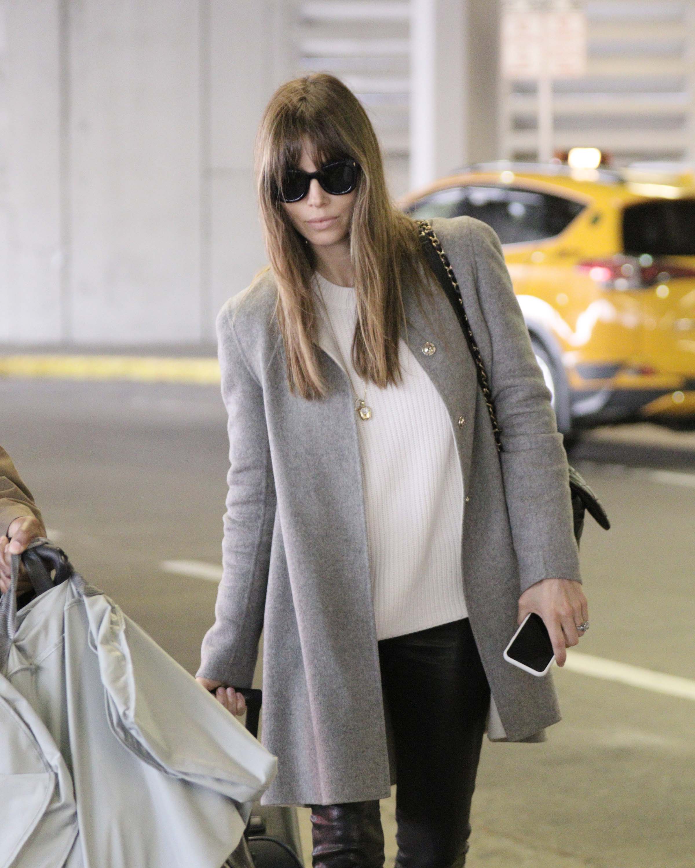 Jessica Biel arrives at JFK airport