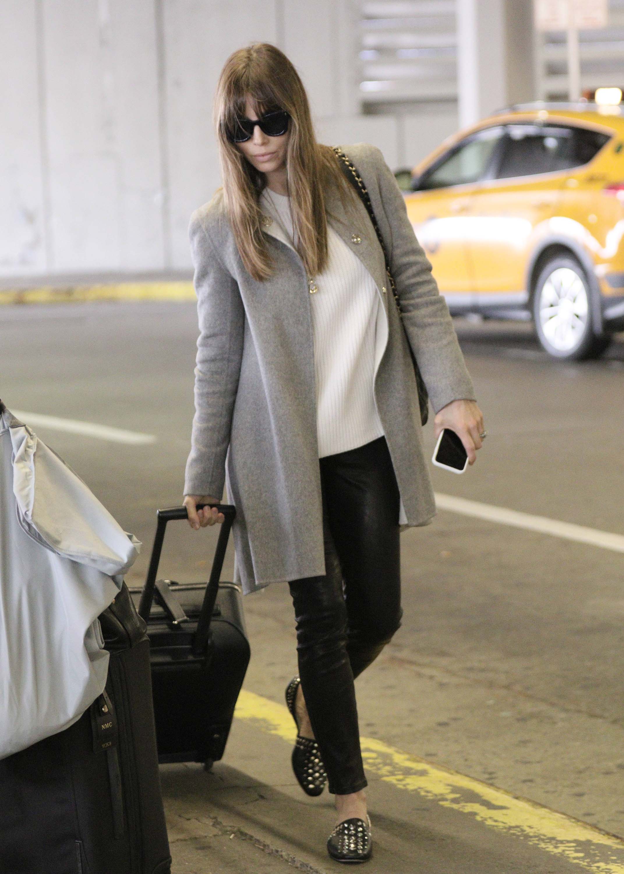 Jessica Biel arrives at JFK airport