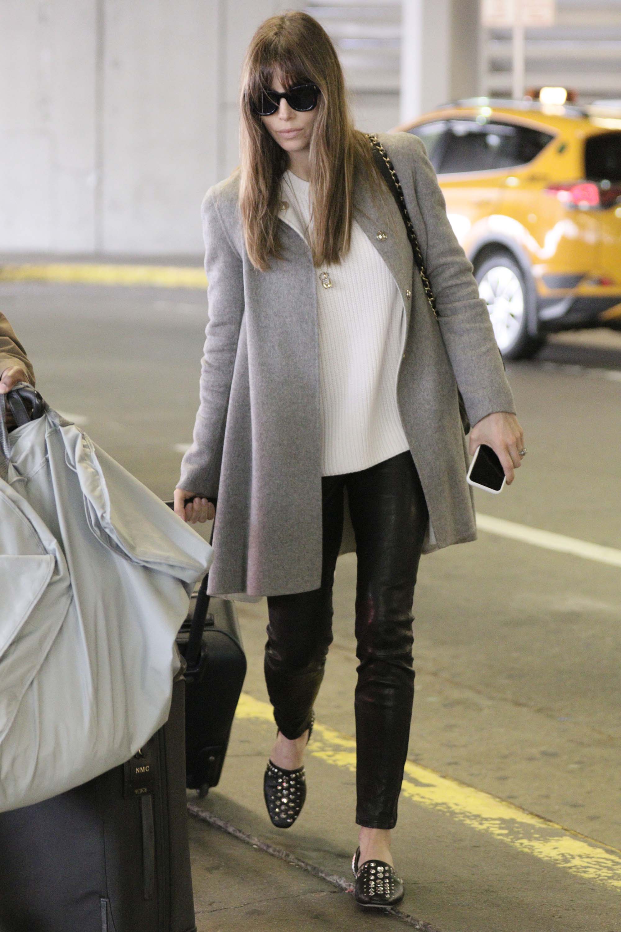 Jessica Biel arrives at JFK airport