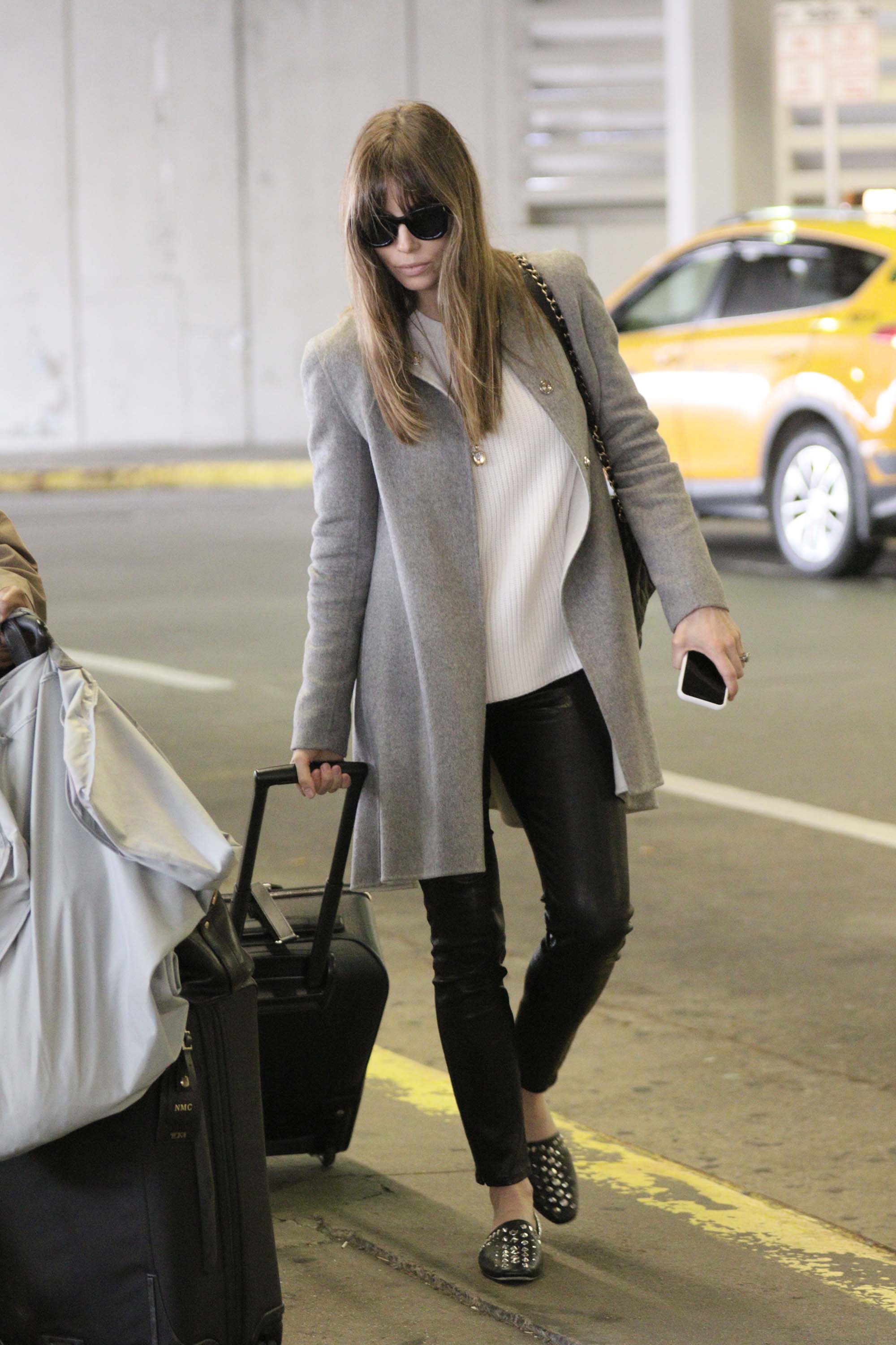 Jessica Biel arrives at JFK airport