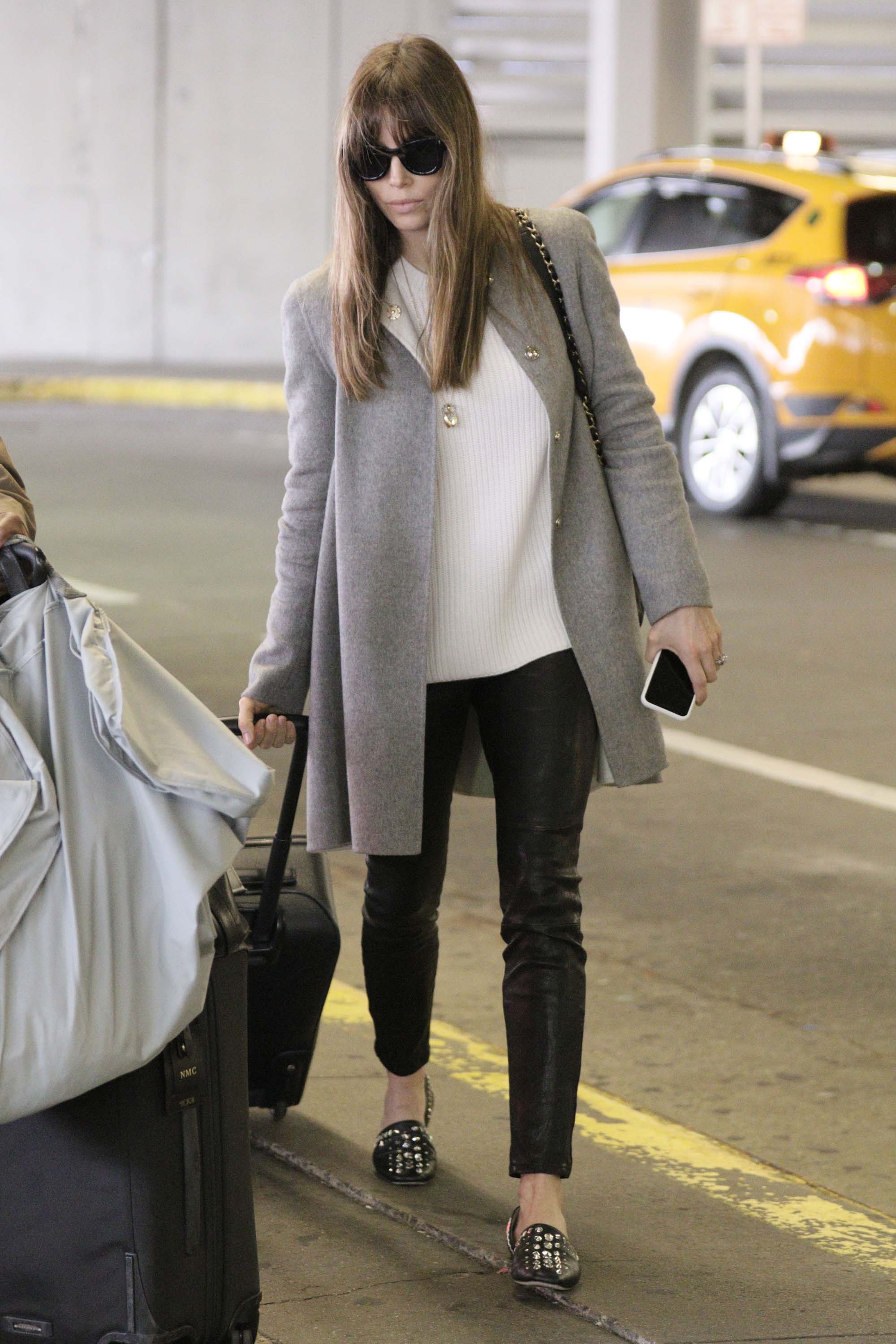 Jessica Biel arrives at JFK airport