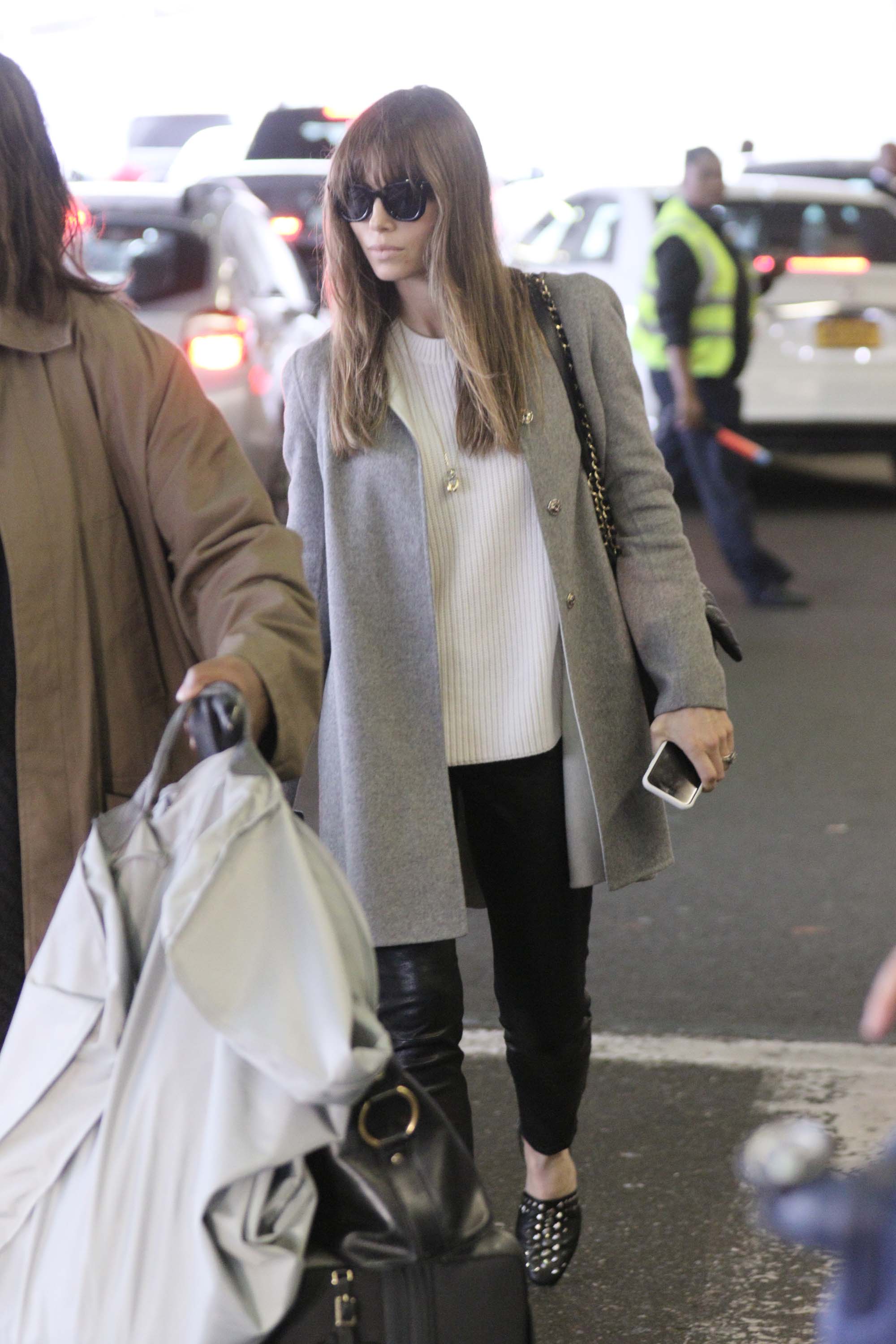 Jessica Biel arrives at JFK airport