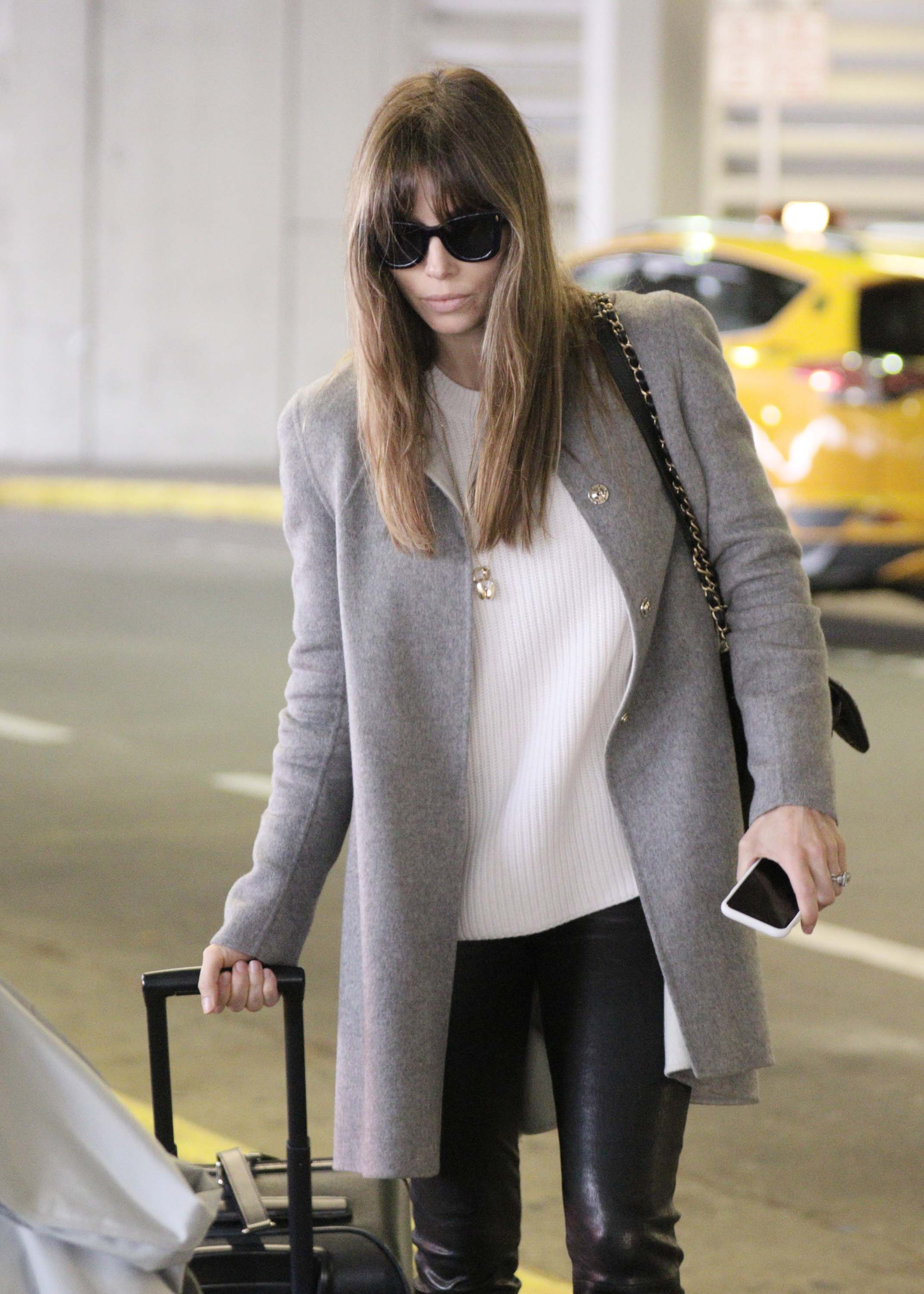 Jessica Biel arrives at JFK airport