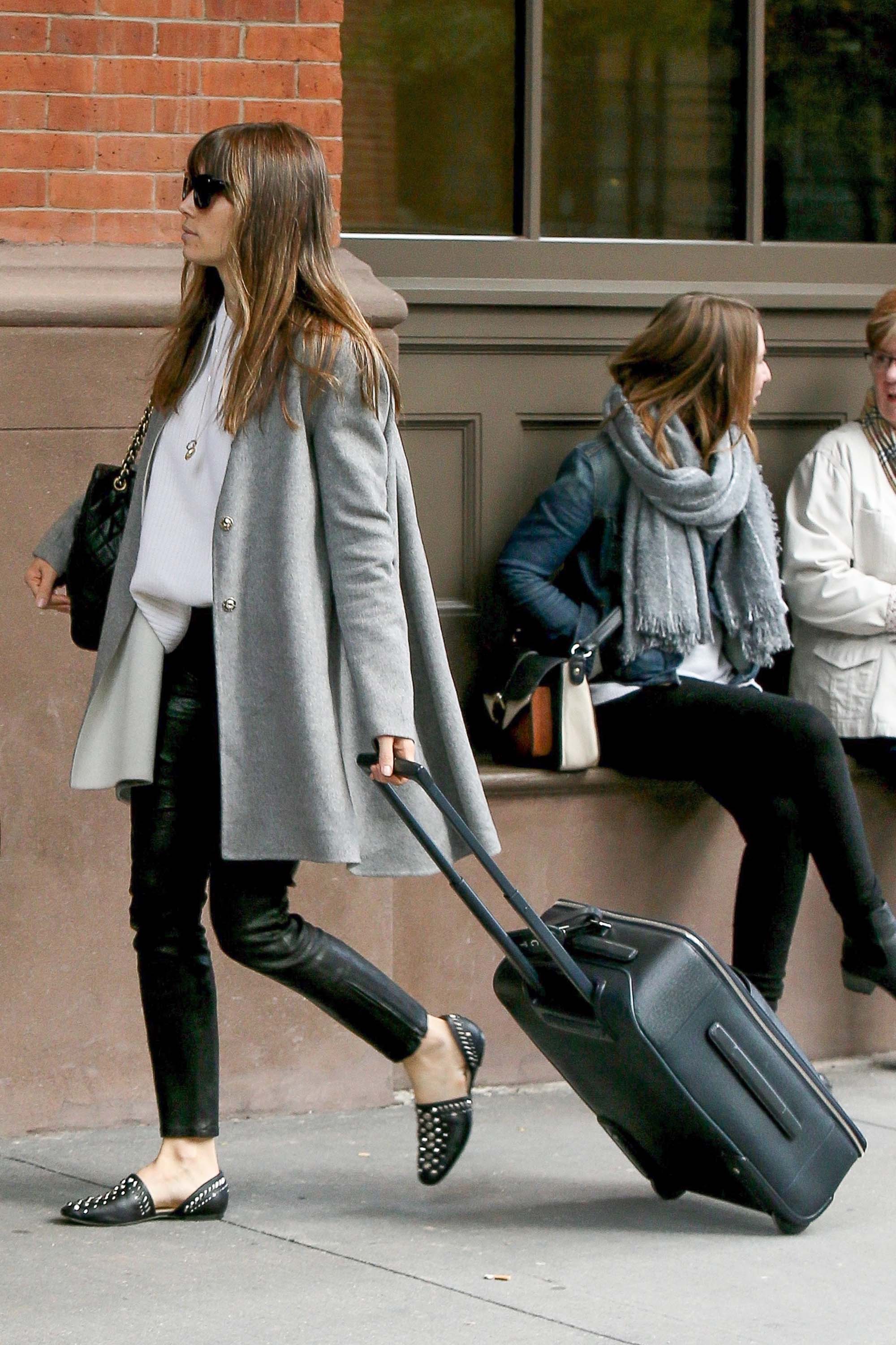 Jessica Biel arrives at JFK airport