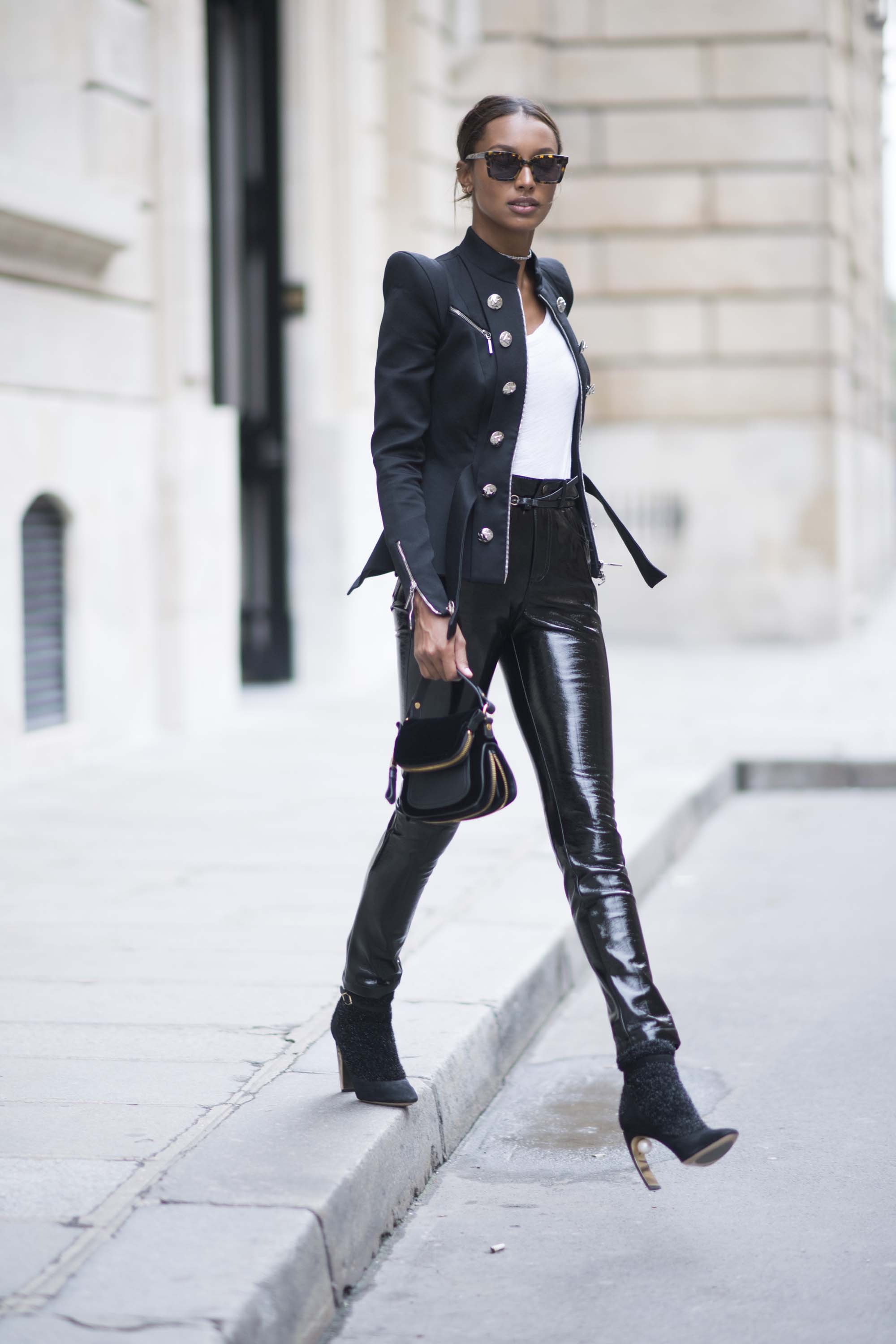 Jasmine Tookes street style at Paris Fashion Week