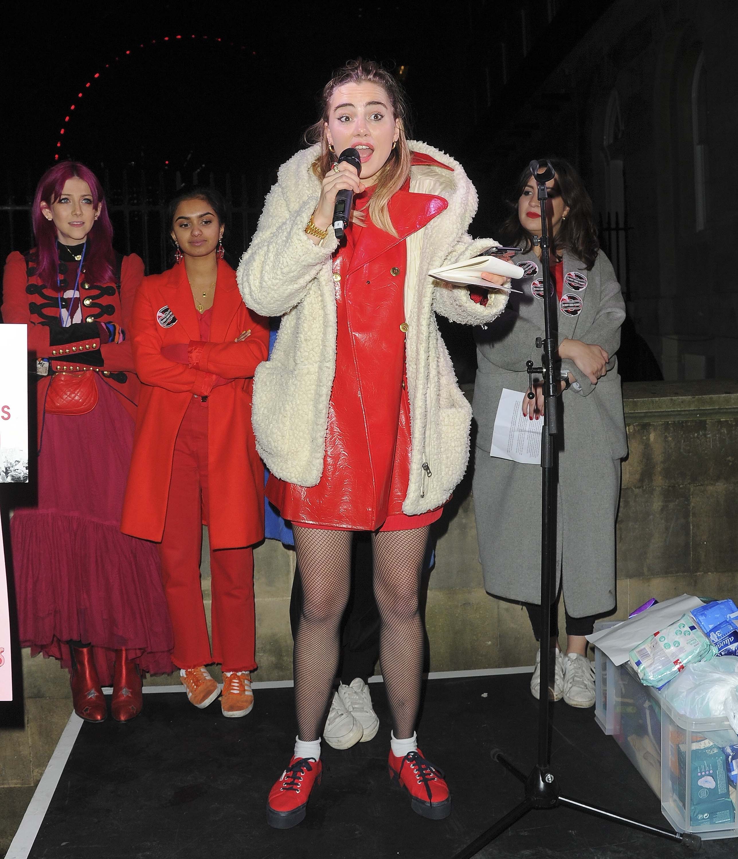 Suki Waterhouse attends #FreePeriods Protest