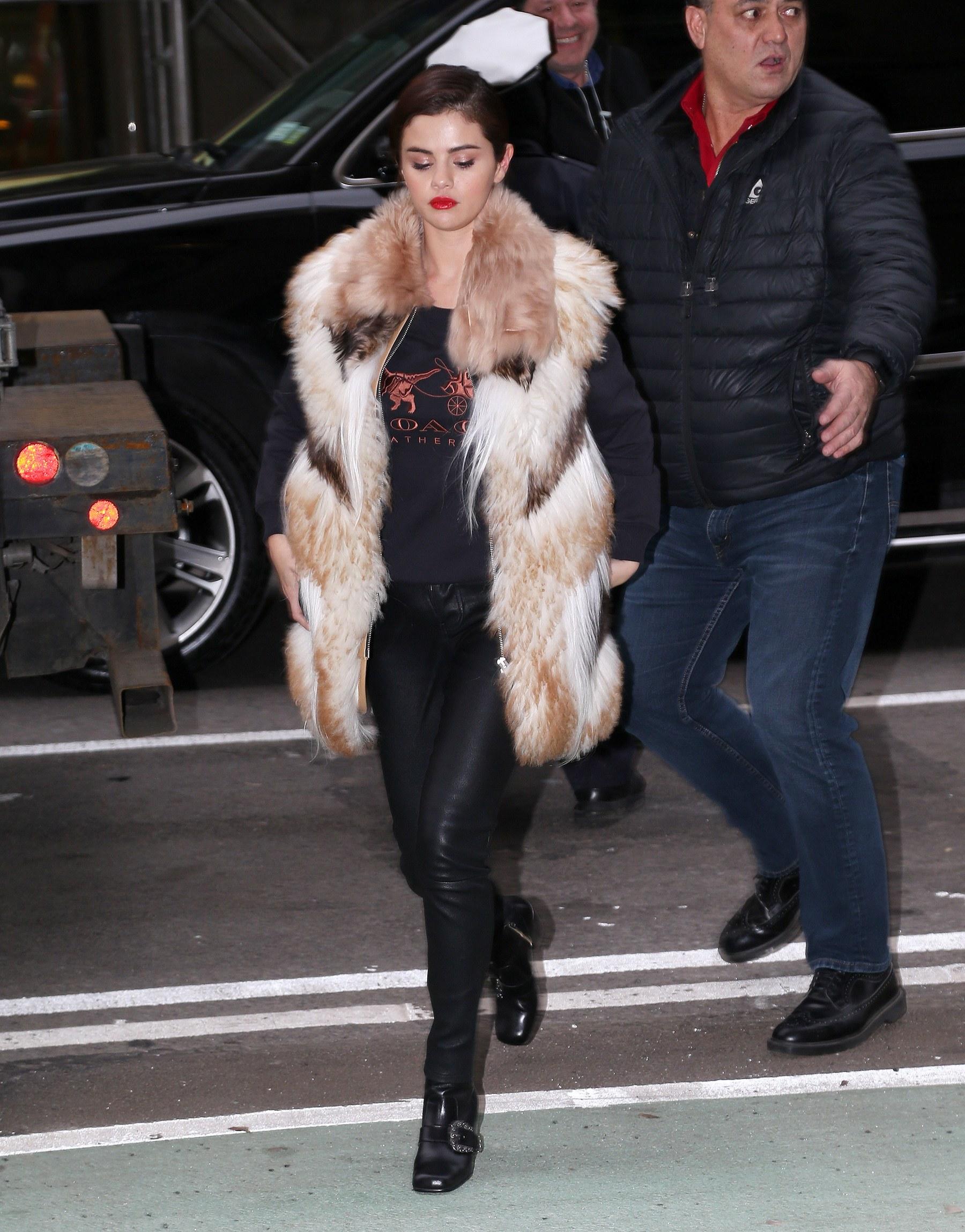 Selena Gomez on the way to a recording studio