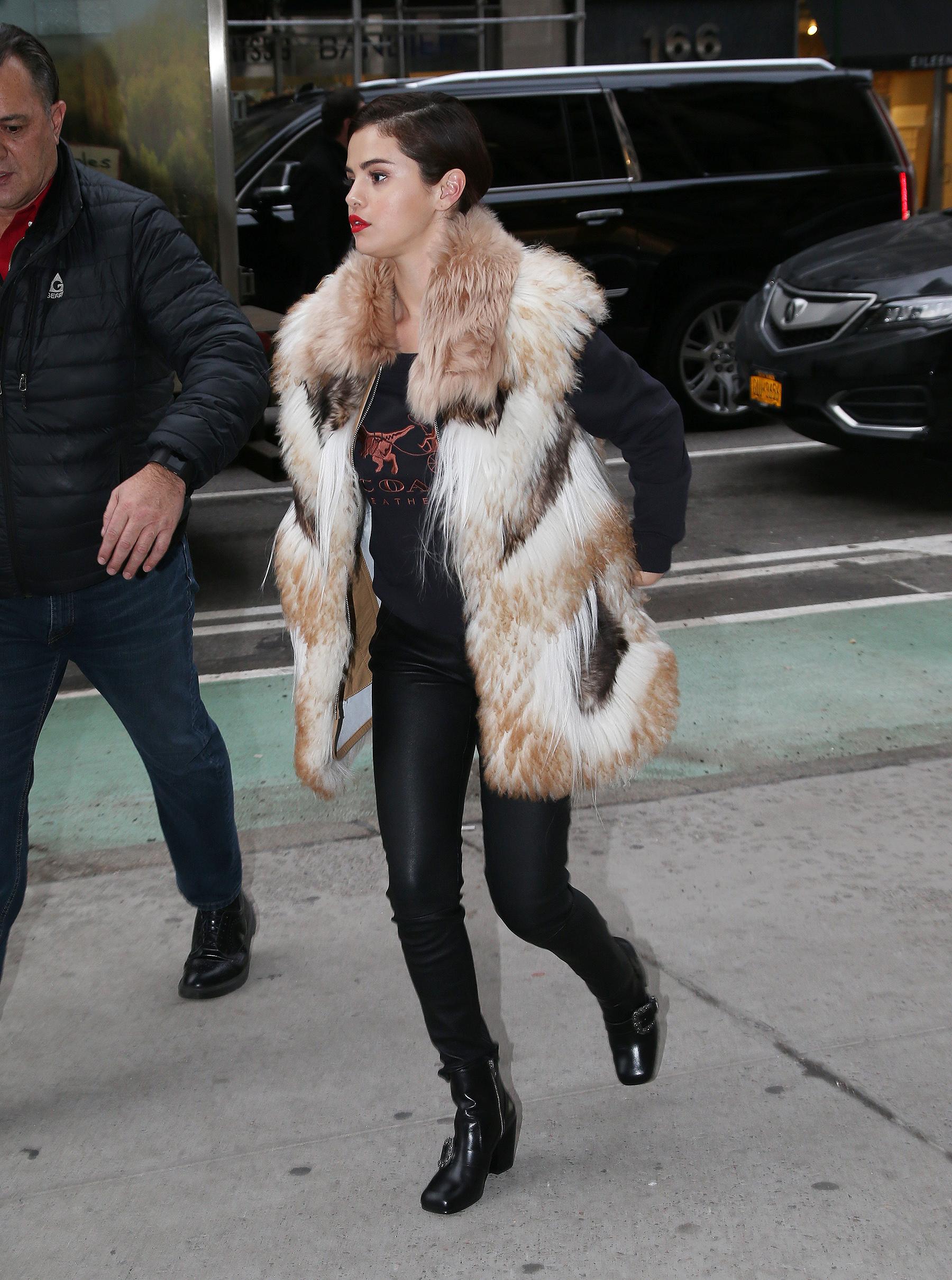 Selena Gomez on the way to a recording studio