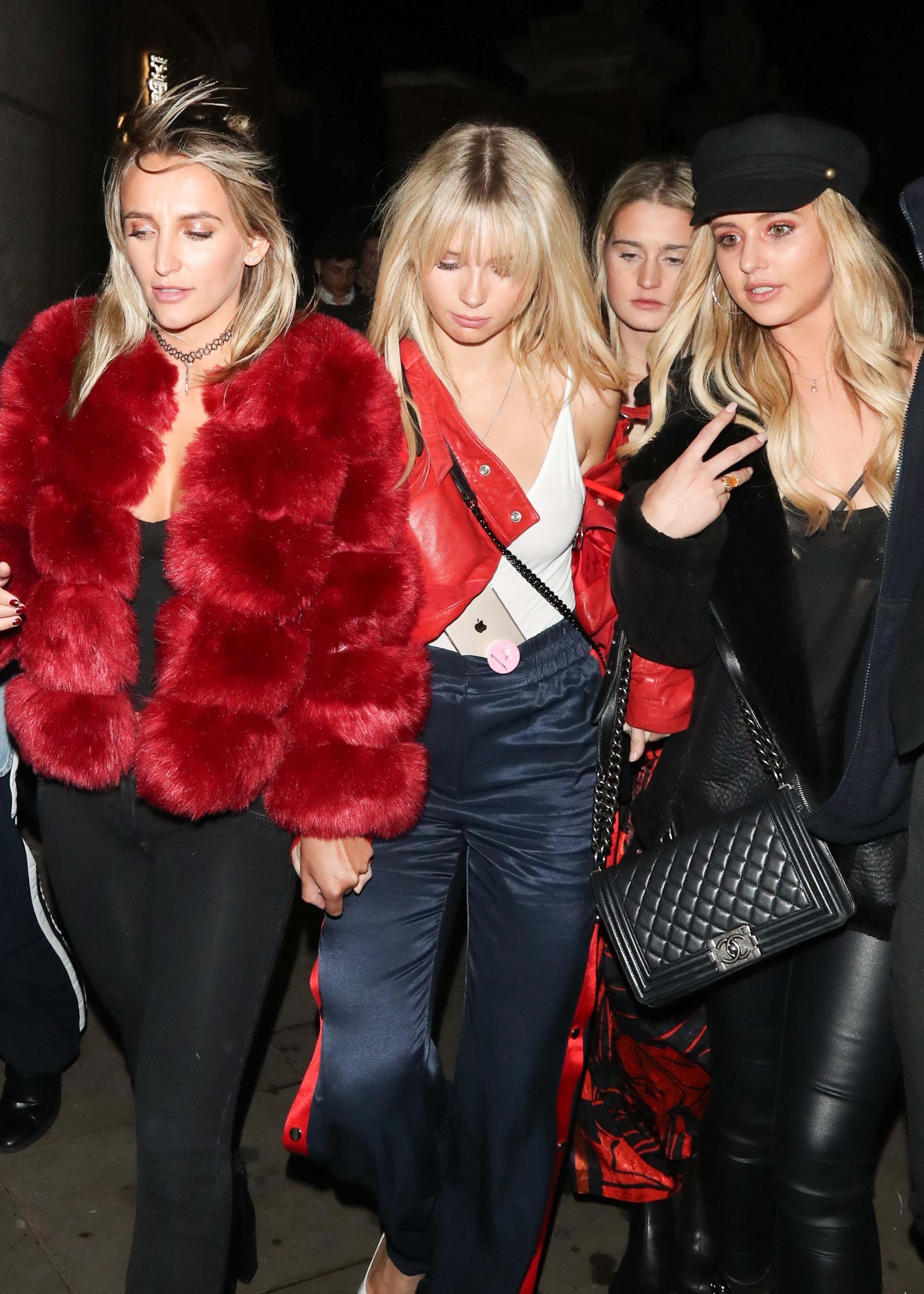 Lottie Moss leaving Mahiki nightclub with Tiffany Watson