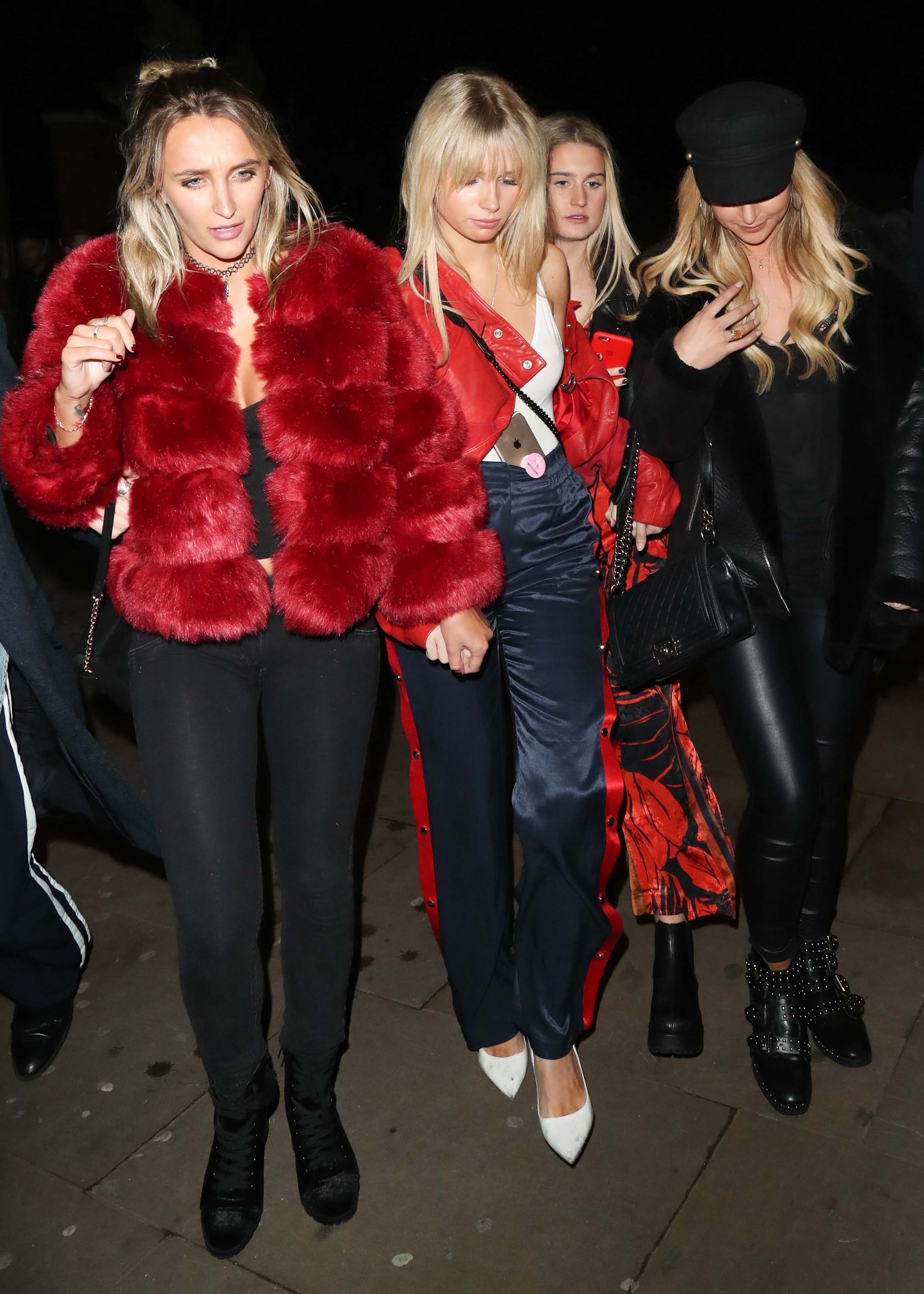 Lottie Moss leaving Mahiki nightclub with Tiffany Watson