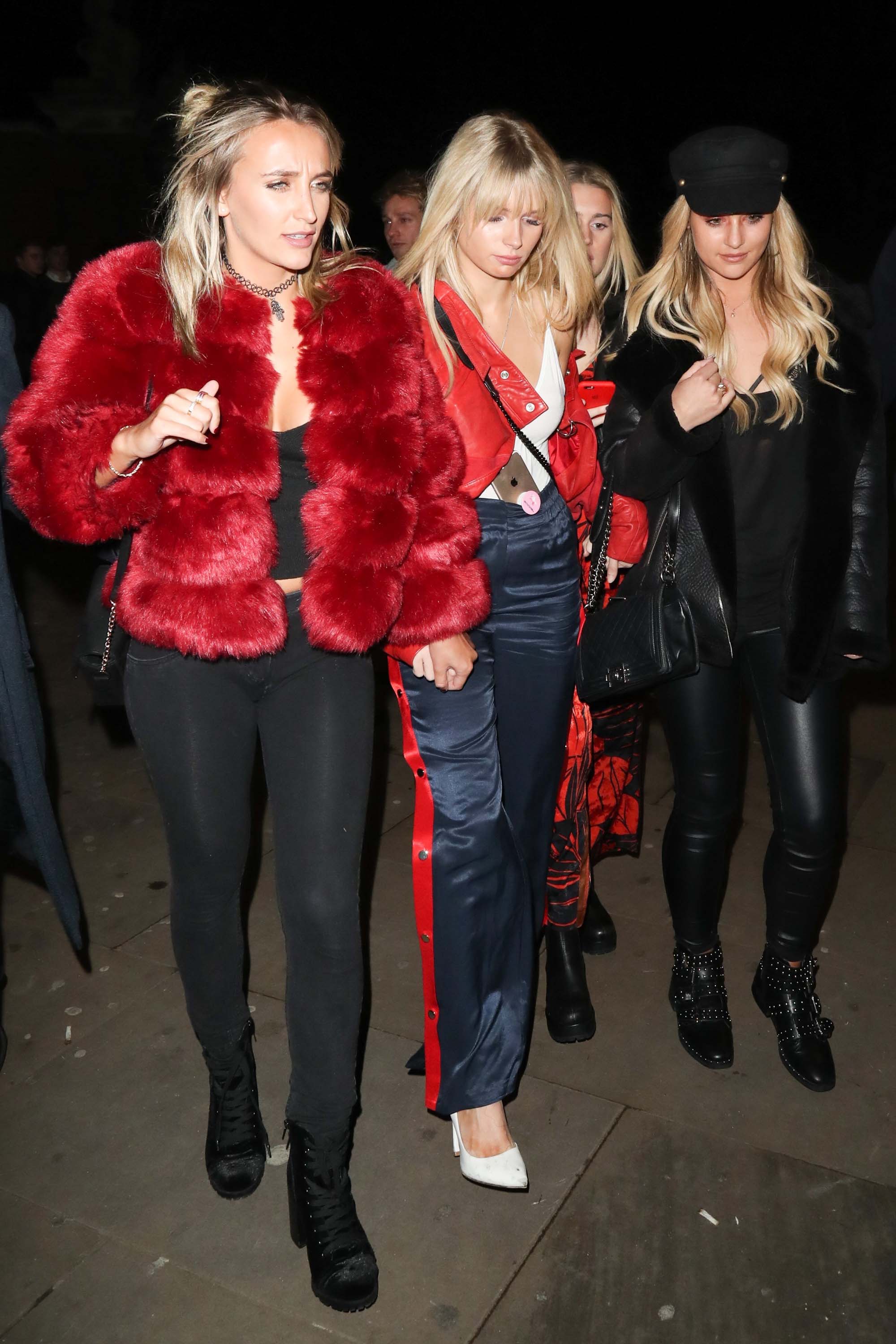 Lottie Moss leaving Mahiki nightclub with Tiffany Watson