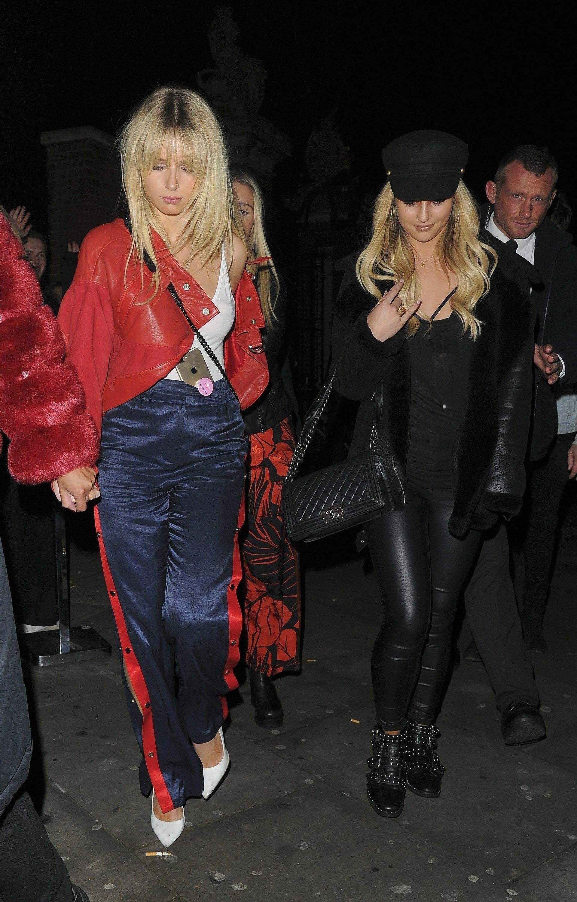 Lottie Moss leaving Mahiki nightclub with Tiffany Watson