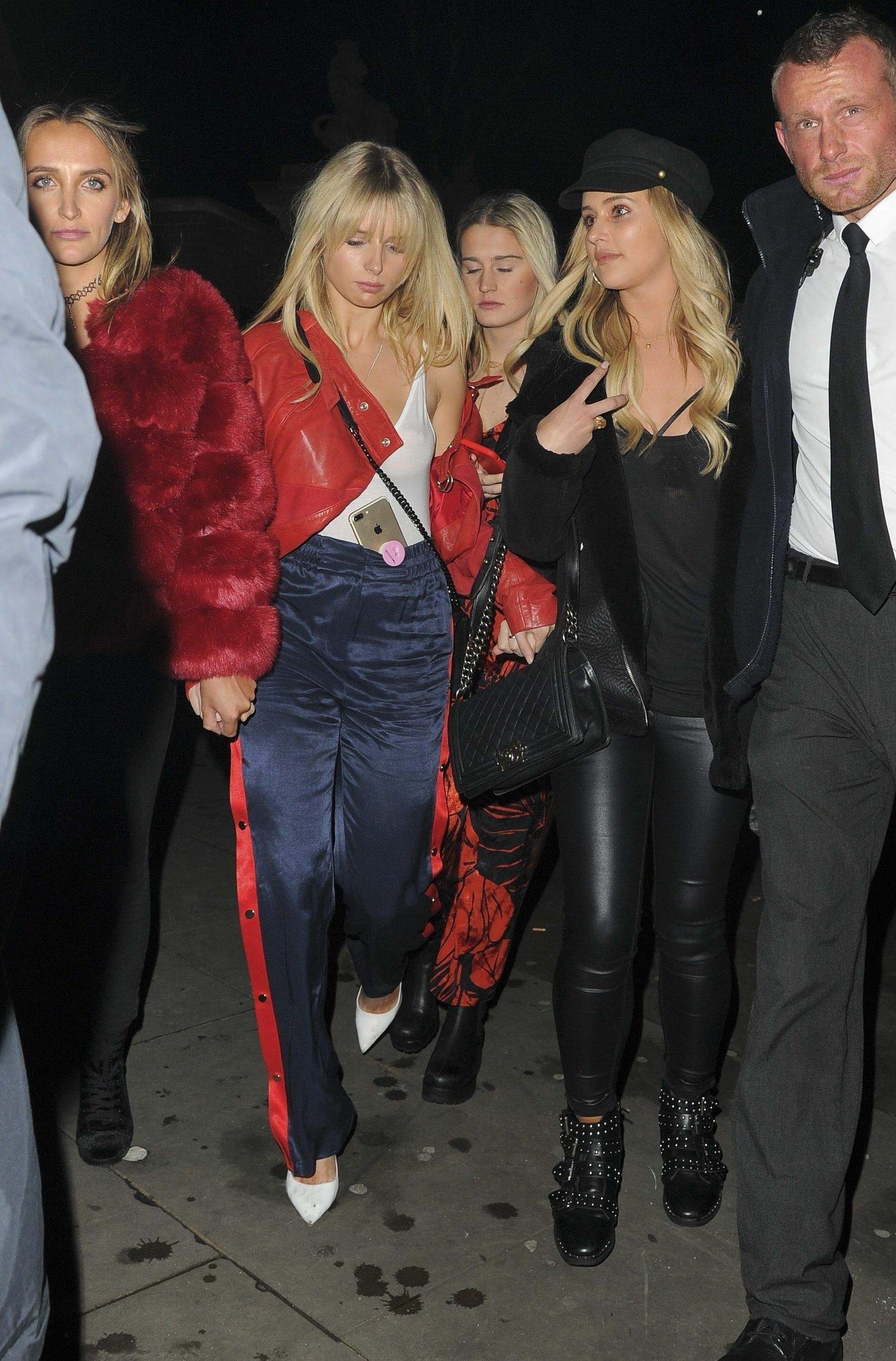 Lottie Moss leaving Mahiki nightclub with Tiffany Watson