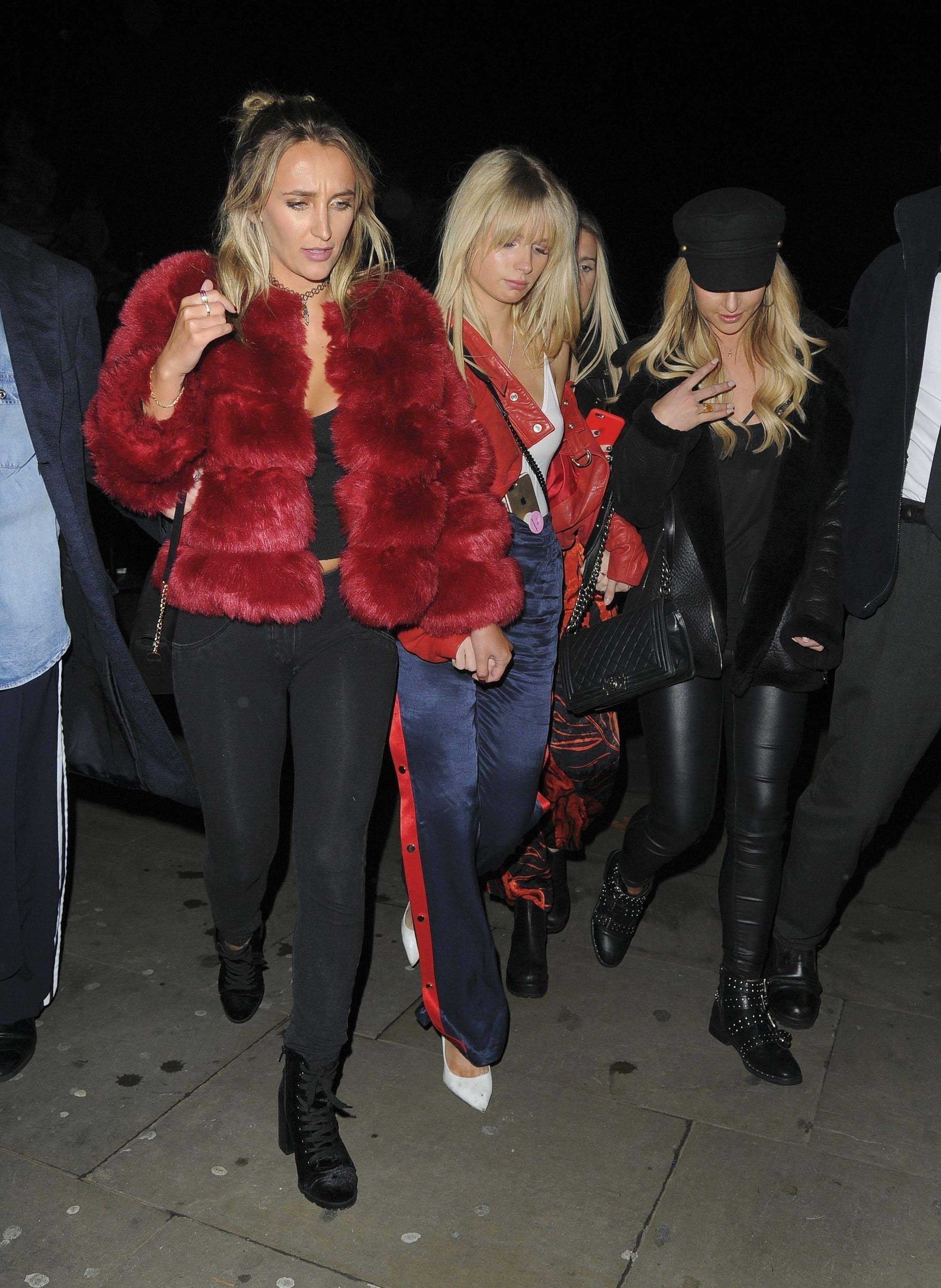 Lottie Moss leaving Mahiki nightclub with Tiffany Watson