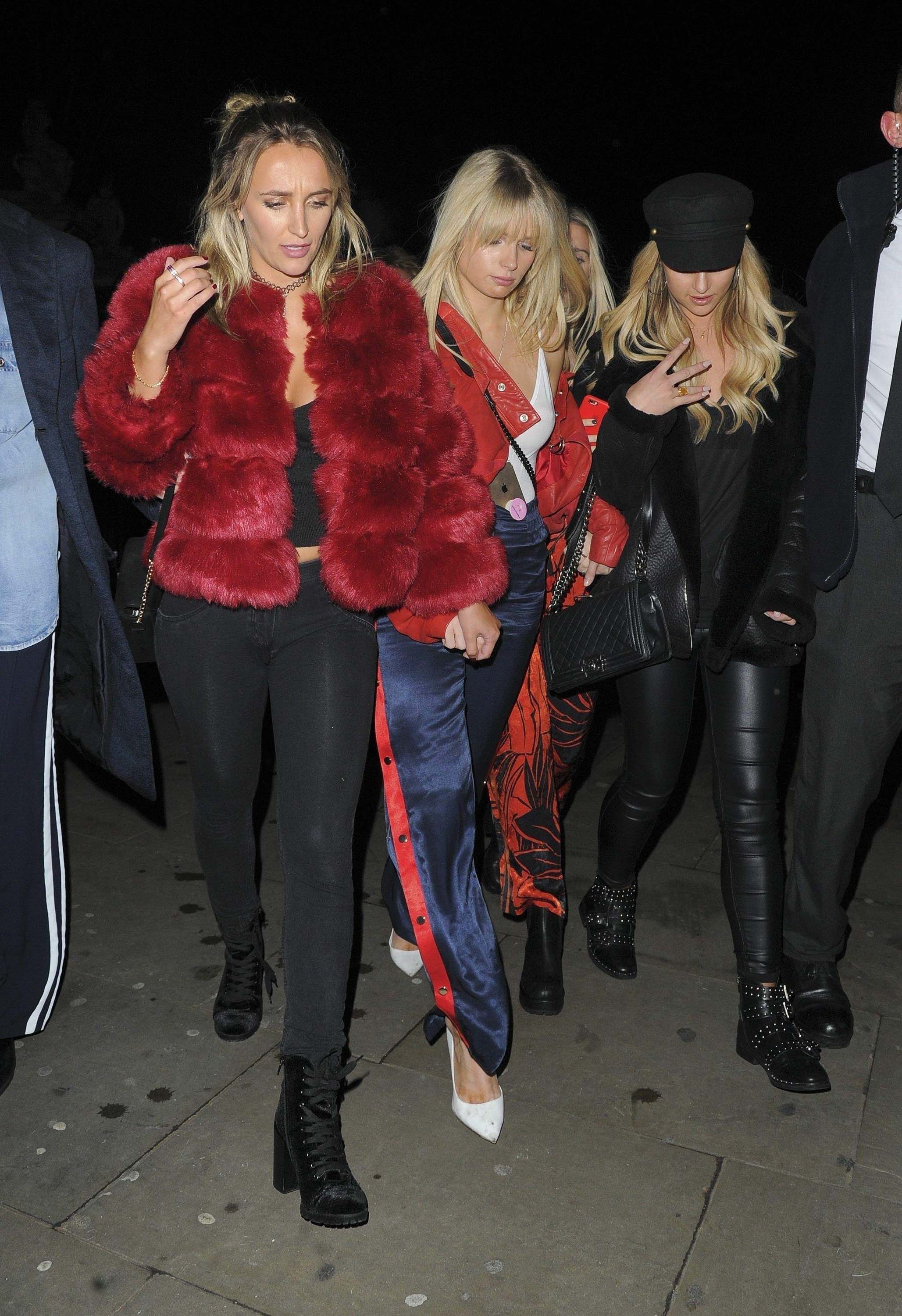 Lottie Moss leaving Mahiki nightclub with Tiffany Watson