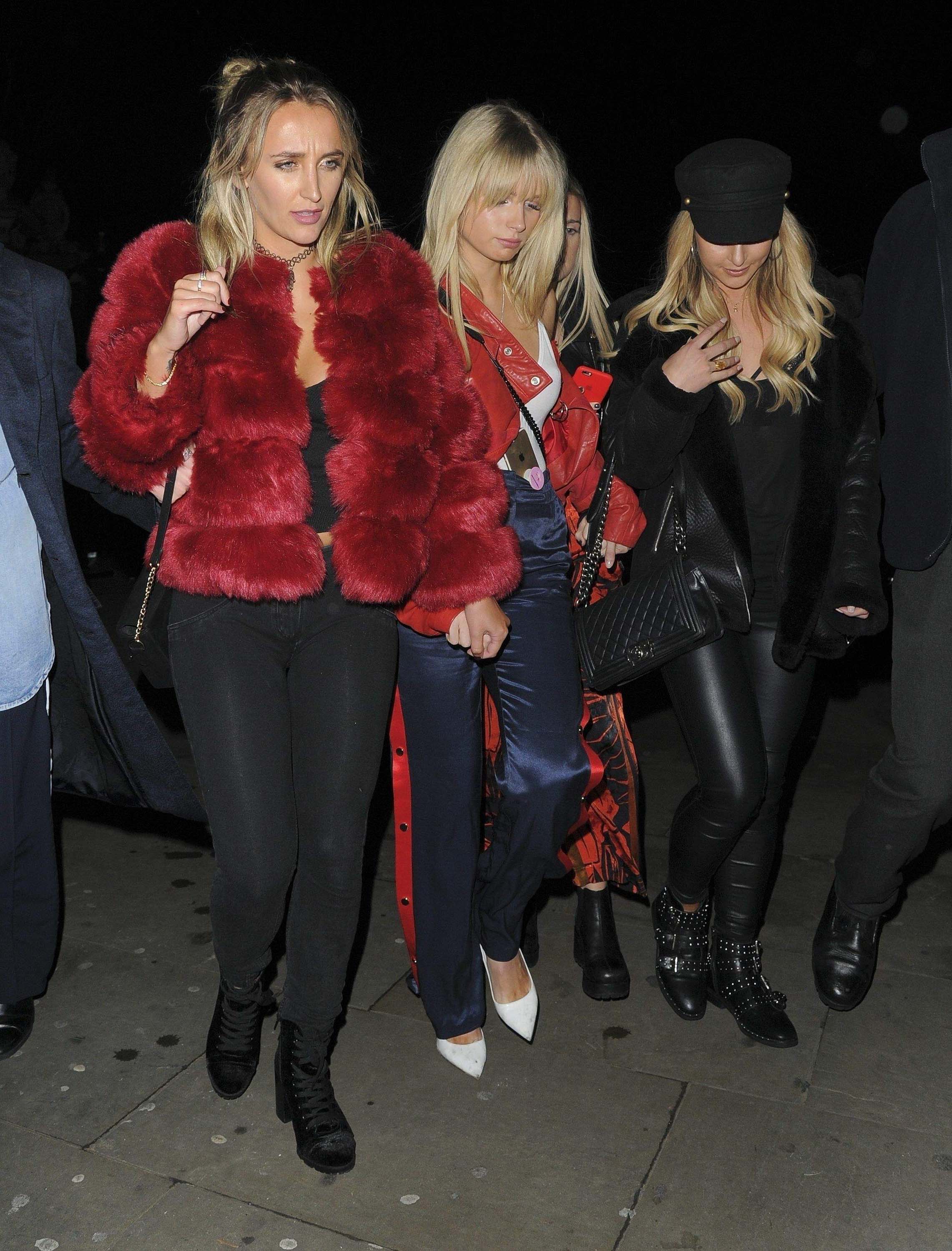 Lottie Moss leaving Mahiki nightclub with Tiffany Watson