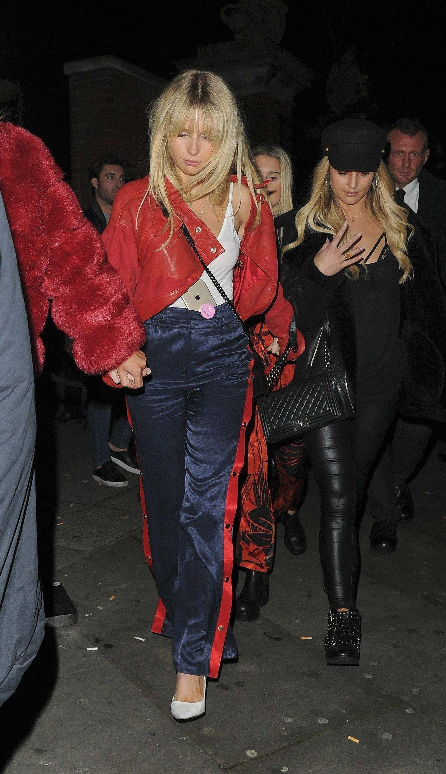 Lottie Moss leaving Mahiki nightclub with Tiffany Watson