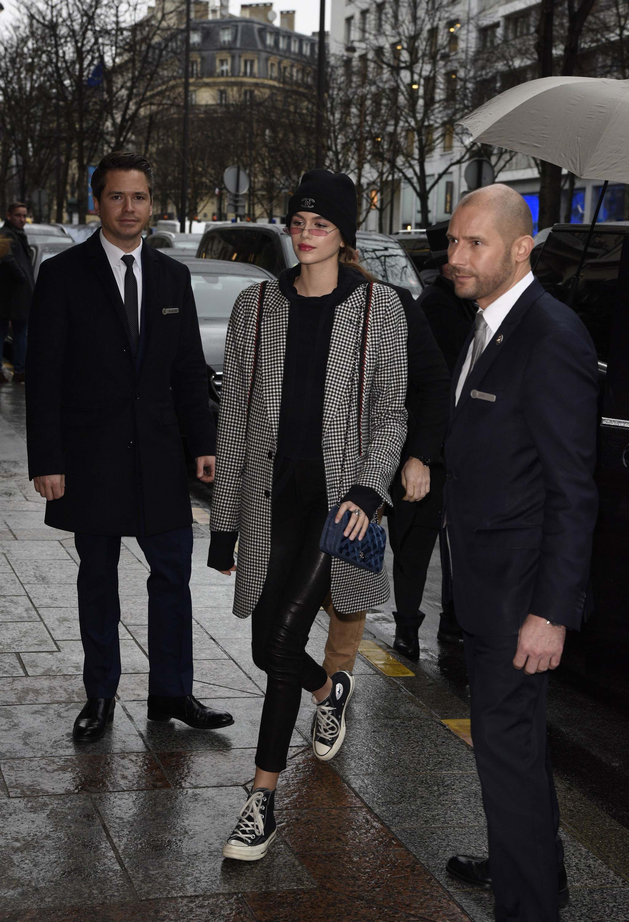 Kaia Gerber arrives at Georges V Hotel