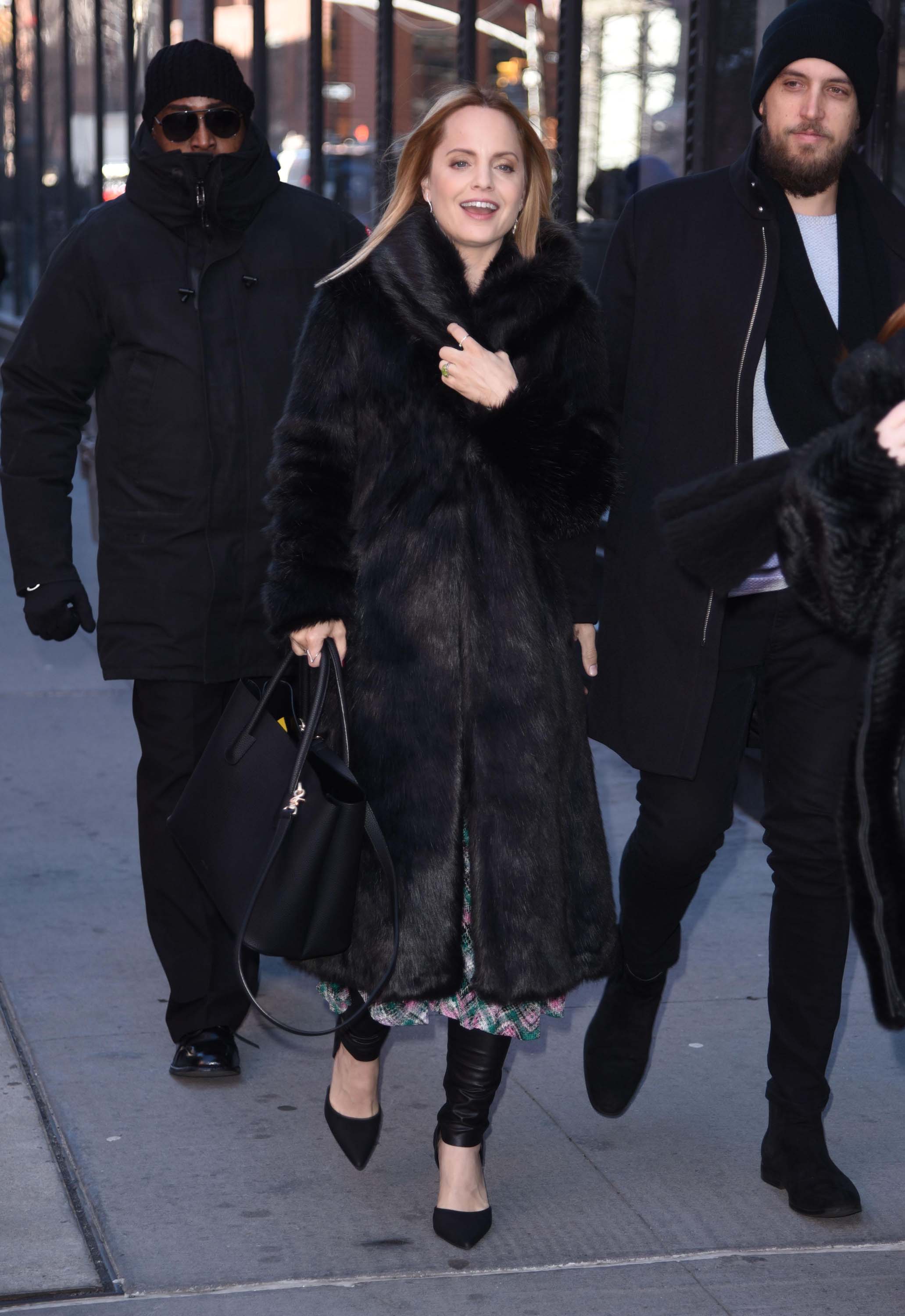 Mena Suvari arrives at AOL Build