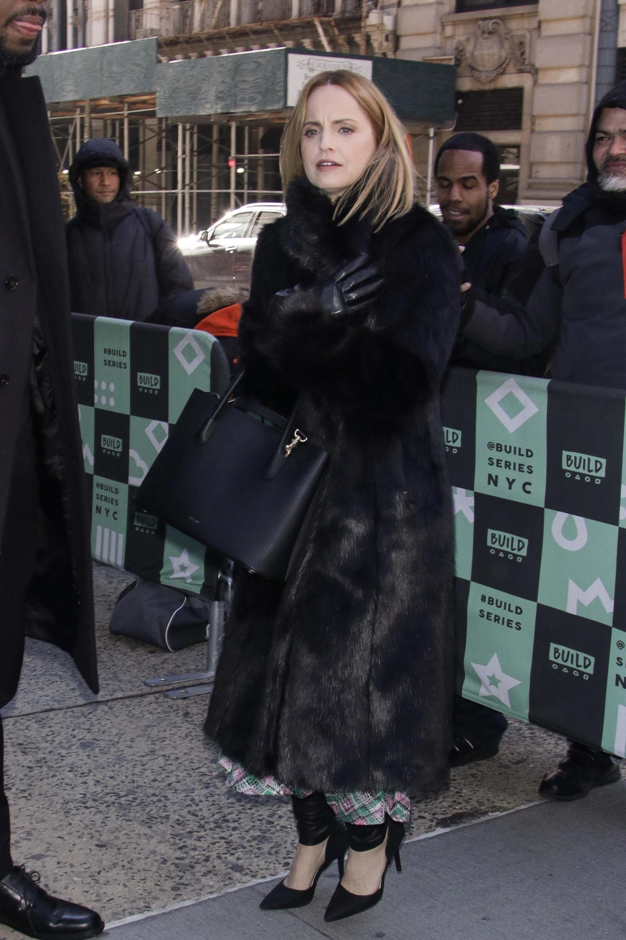 Mena Suvari arrives at AOL Build