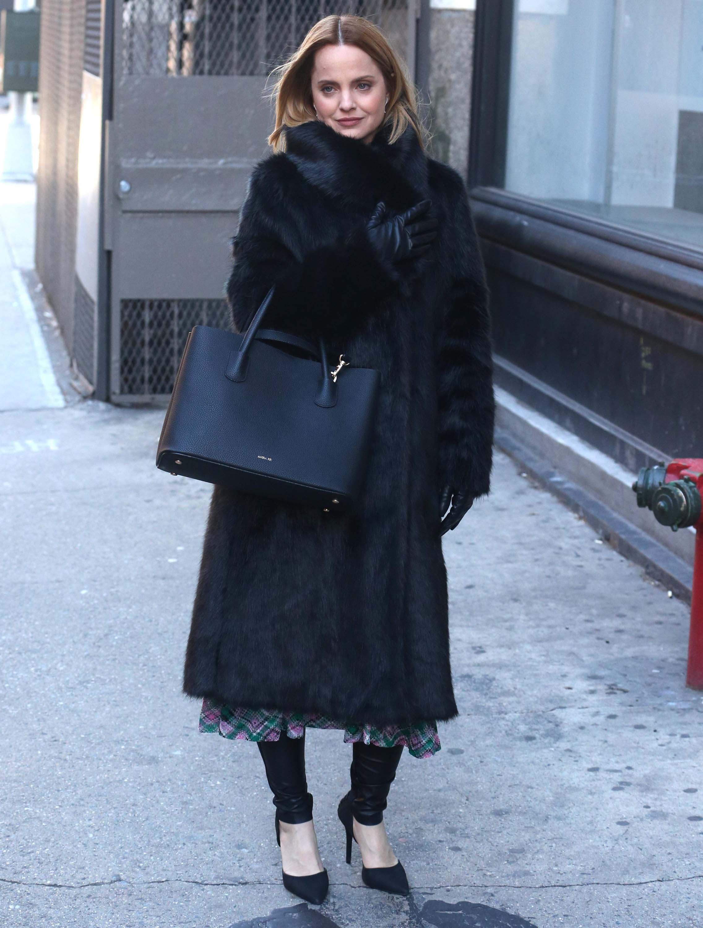 Mena Suvari arrives at AOL Build