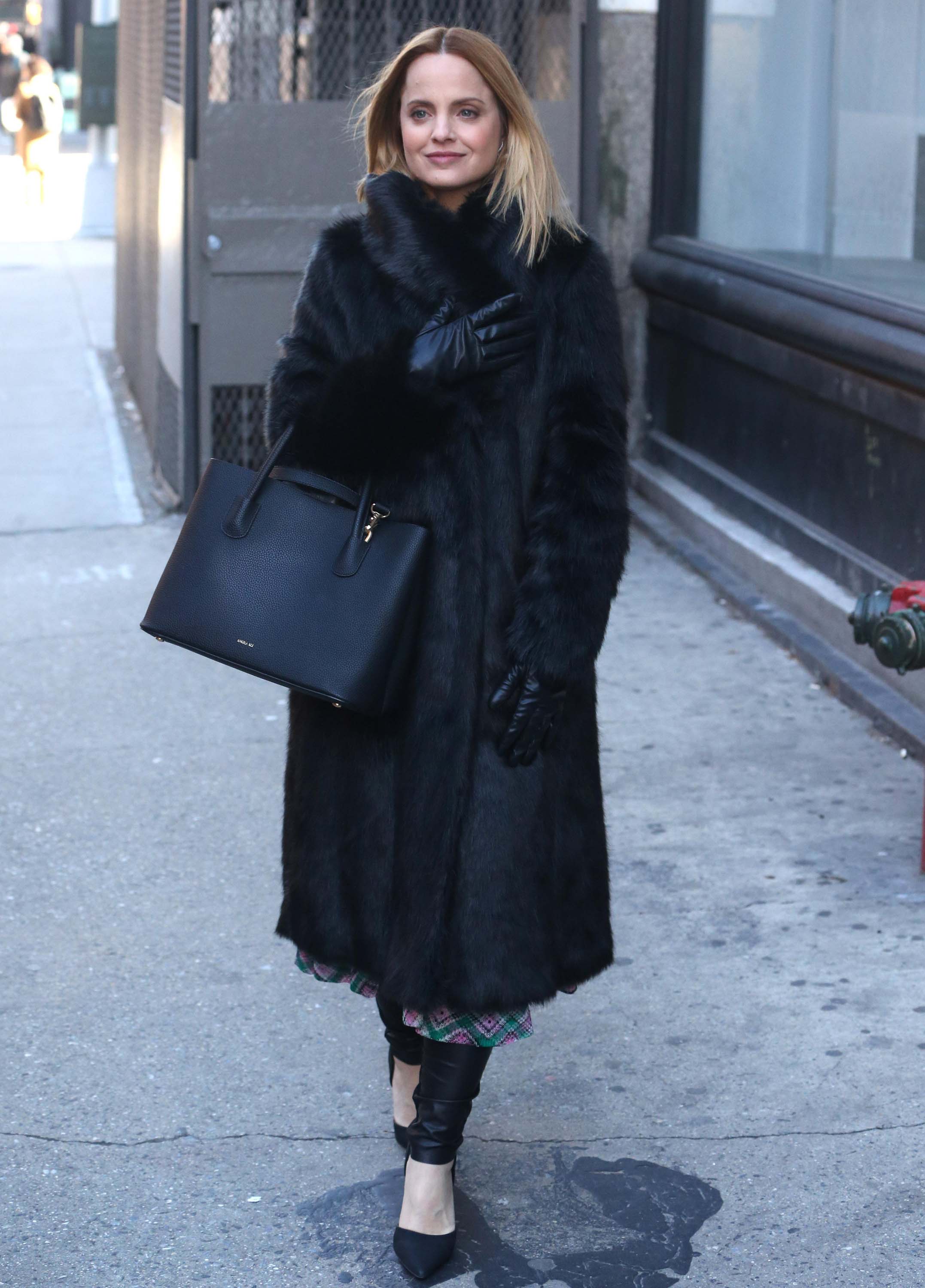 Mena Suvari arrives at AOL Build