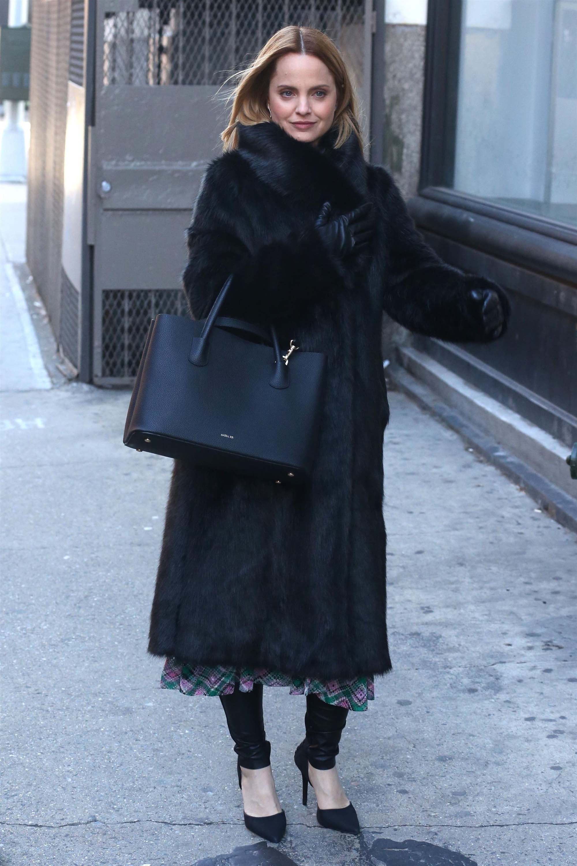 Mena Suvari arrives at AOL Build