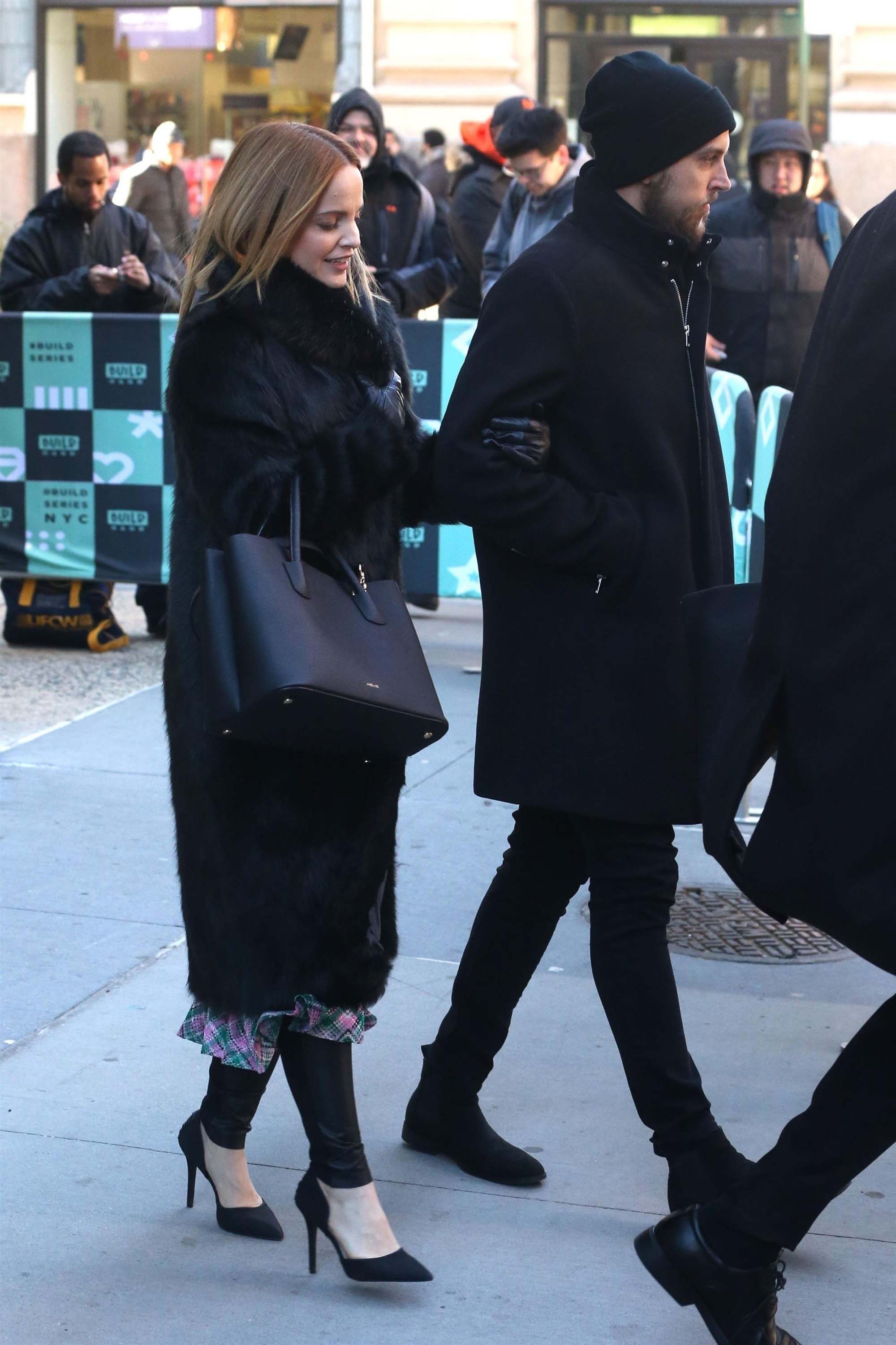 Mena Suvari arrives at AOL Build