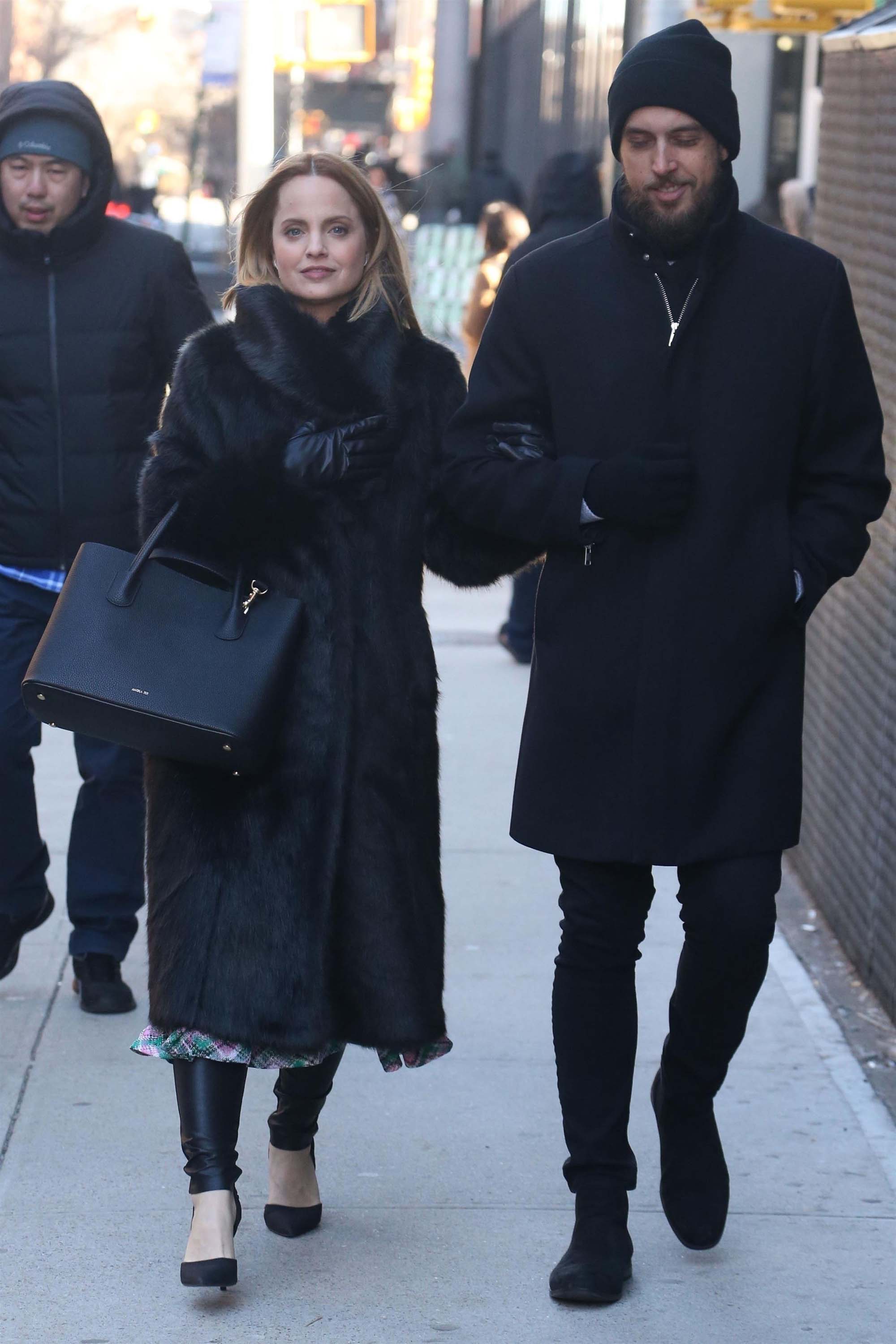 Mena Suvari arrives at AOL Build