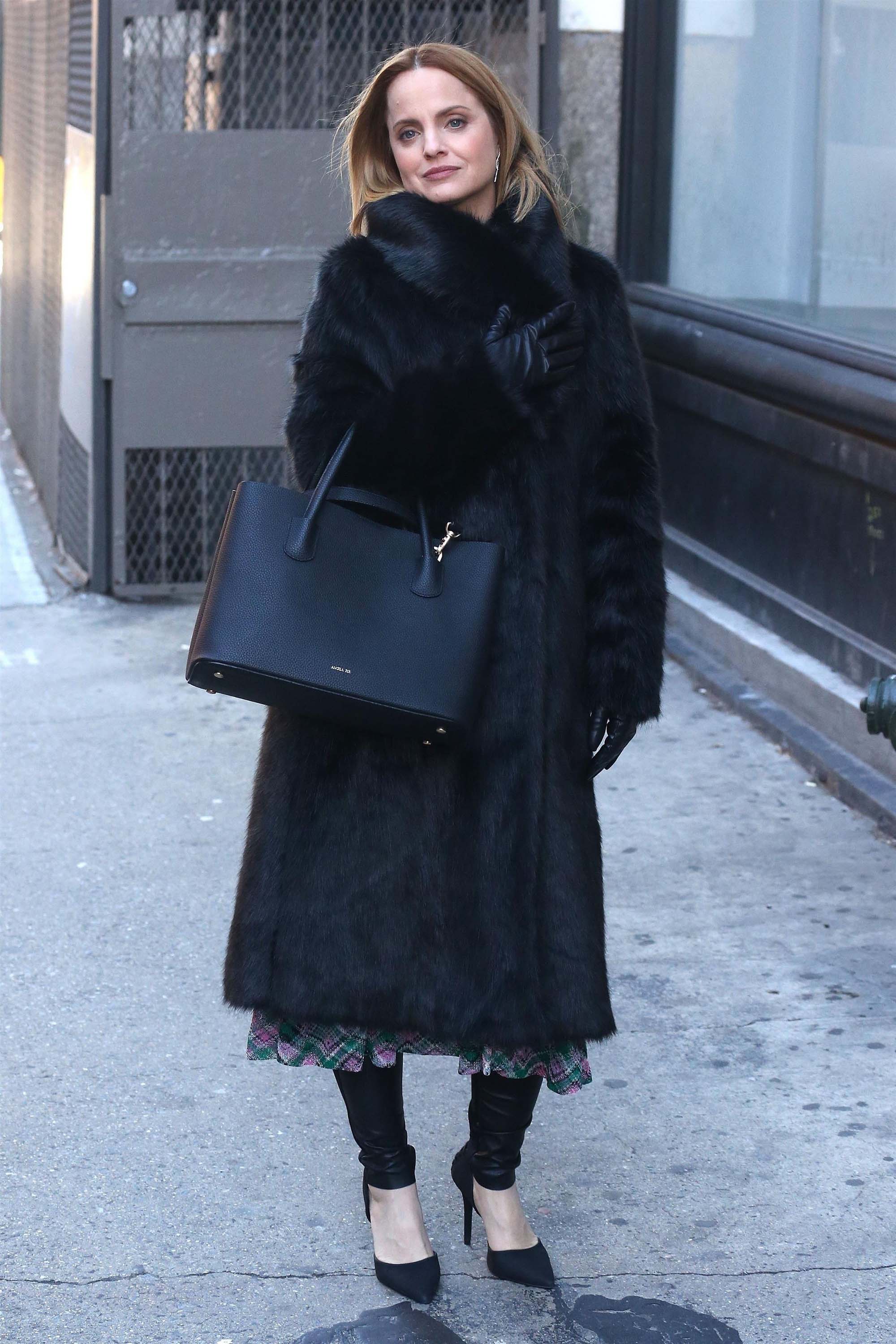 Mena Suvari arrives at AOL Build