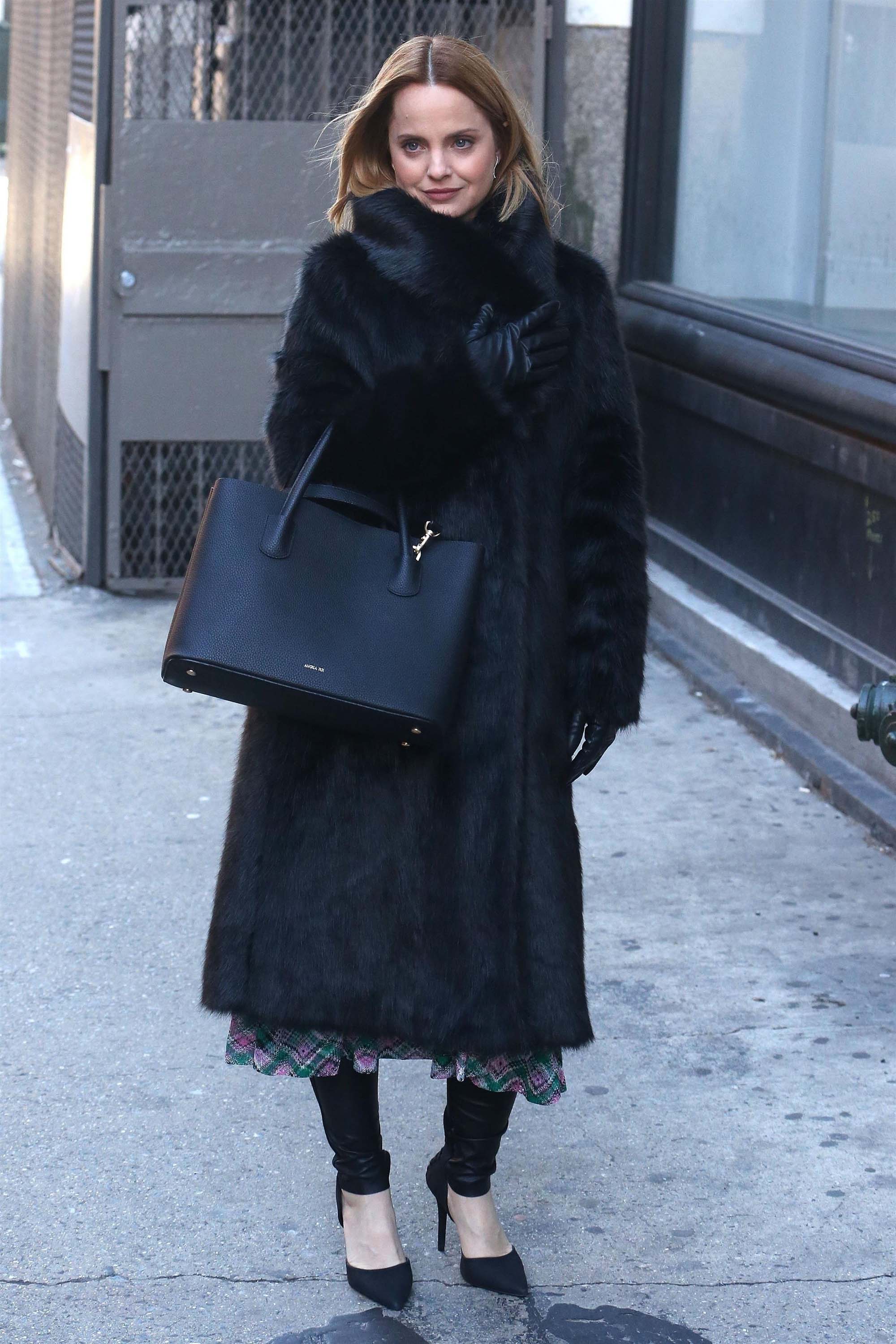 Mena Suvari arrives at AOL Build