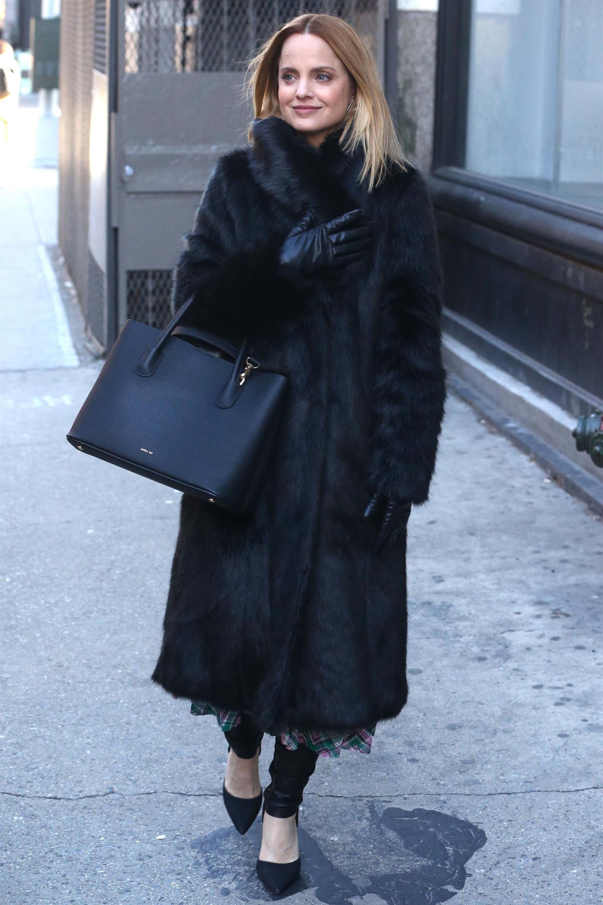 Mena Suvari arrives at AOL Build