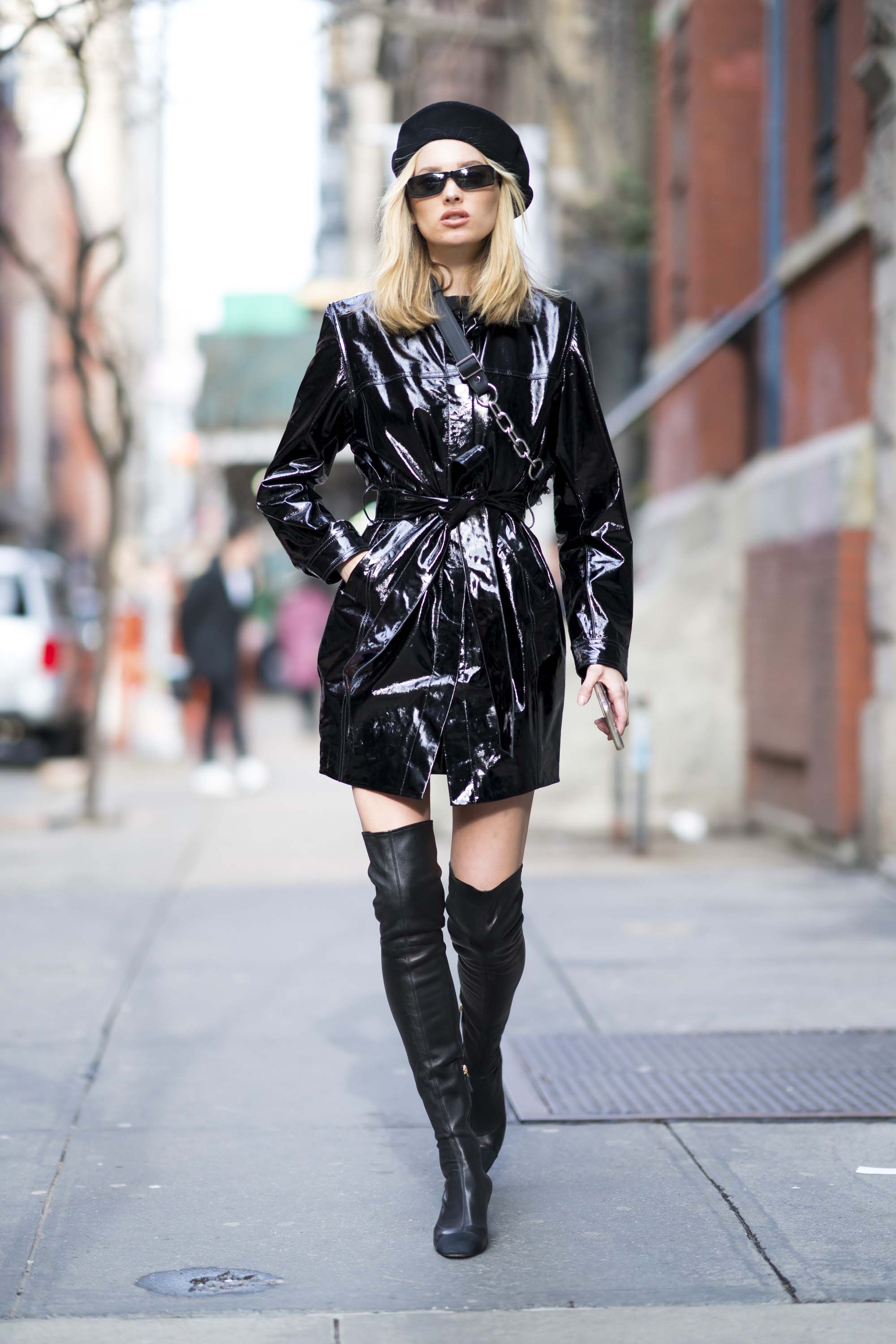 Elsa Hosk seen wearing an Elizabeth Sulcer X Miss Sixty coat